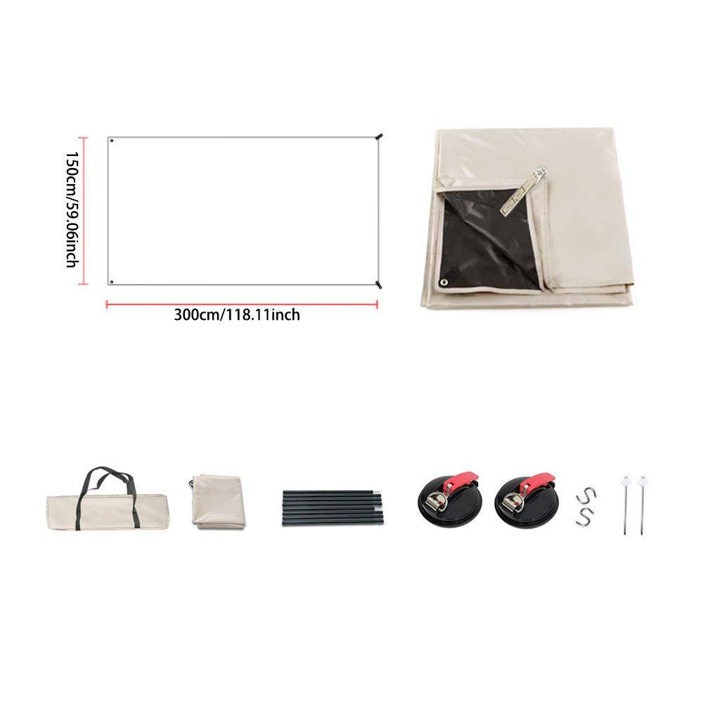 Khaki And Black - Breeins - 210D Black-Coated Oxford Fabric Car Awning - 3