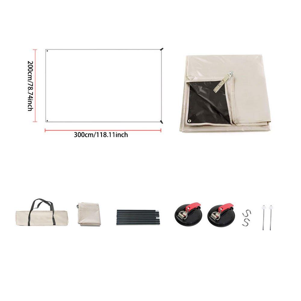 Khaki And Black - Breeins - 210D Black-Coated Oxford Fabric Car Awning - 4
