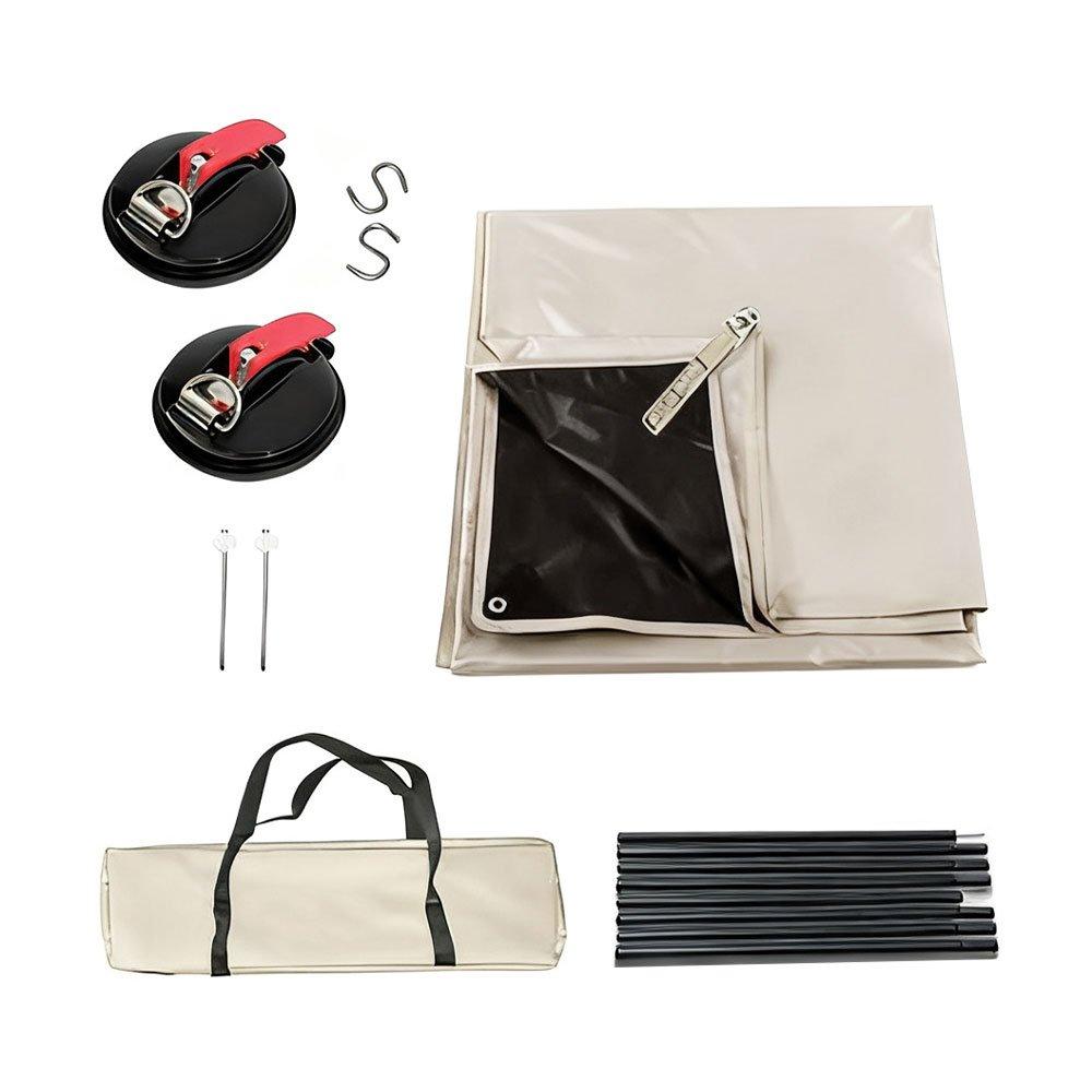 Khaki And Black - Breeins - 210D Black-Coated Oxford Fabric Car Awning - 7