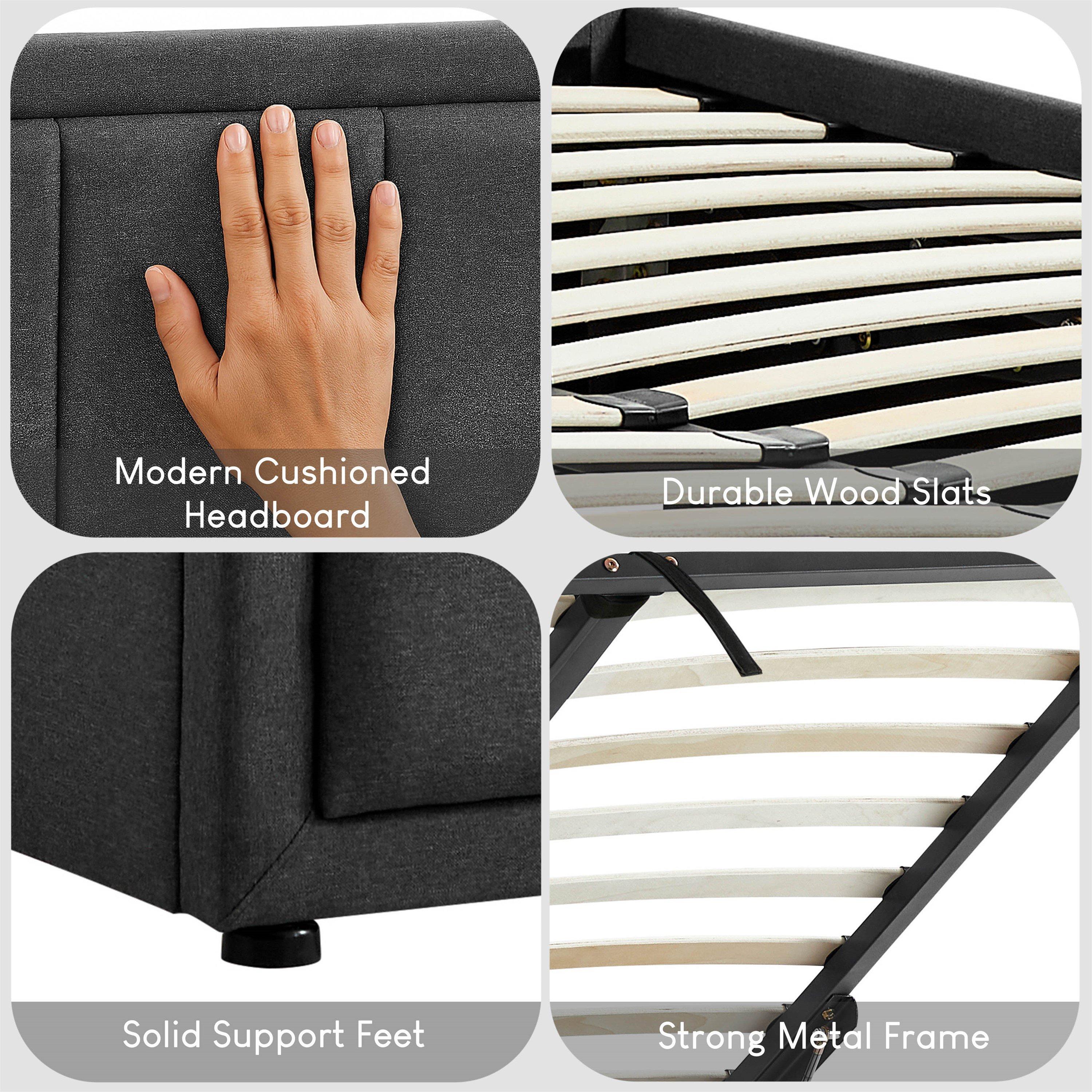 Dark Grey - Lassic - Vanita King Size Ottoman Fabric Bed & Mattress Set - 4