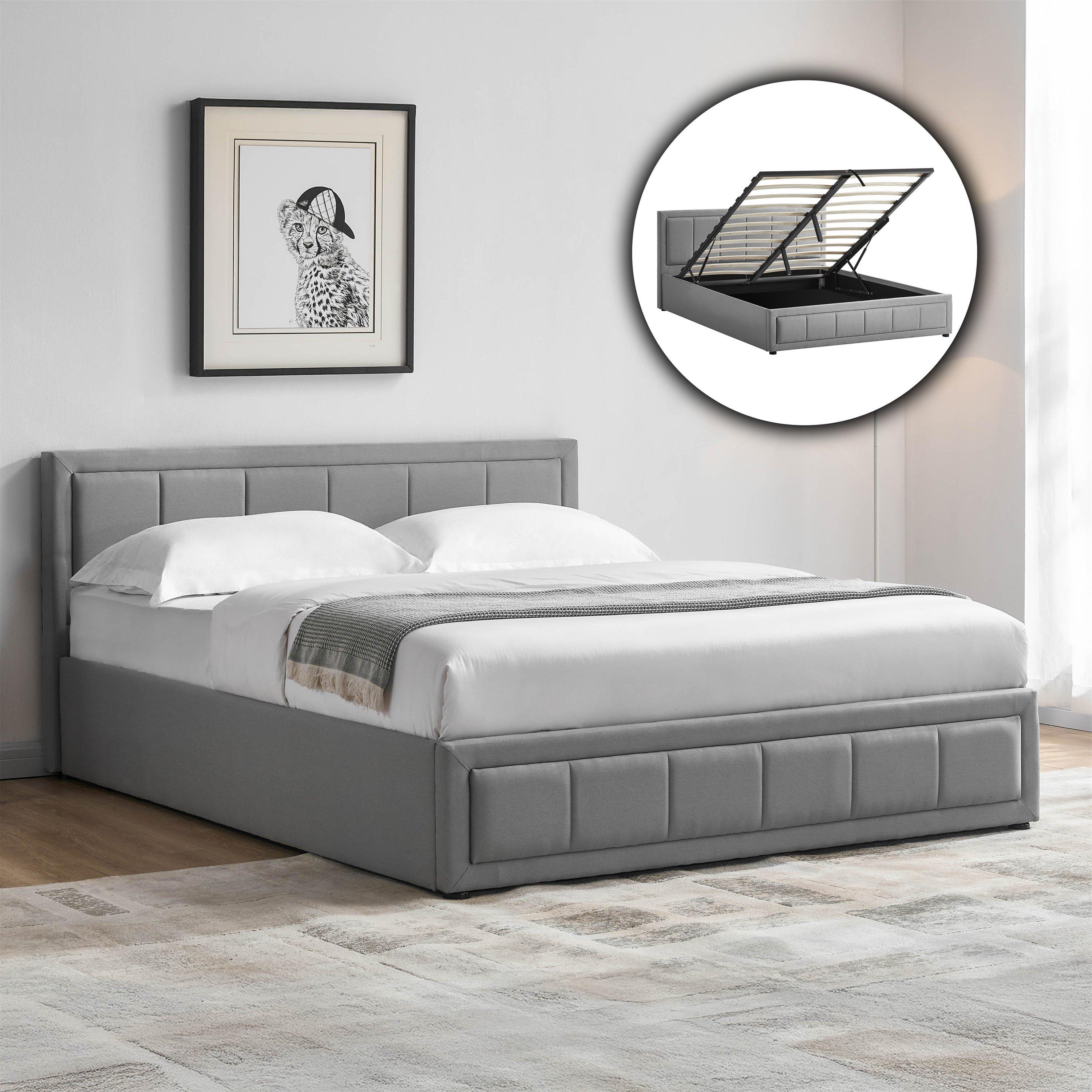 Vanita King Size Ottoman Fabric Bed & Mattress Set