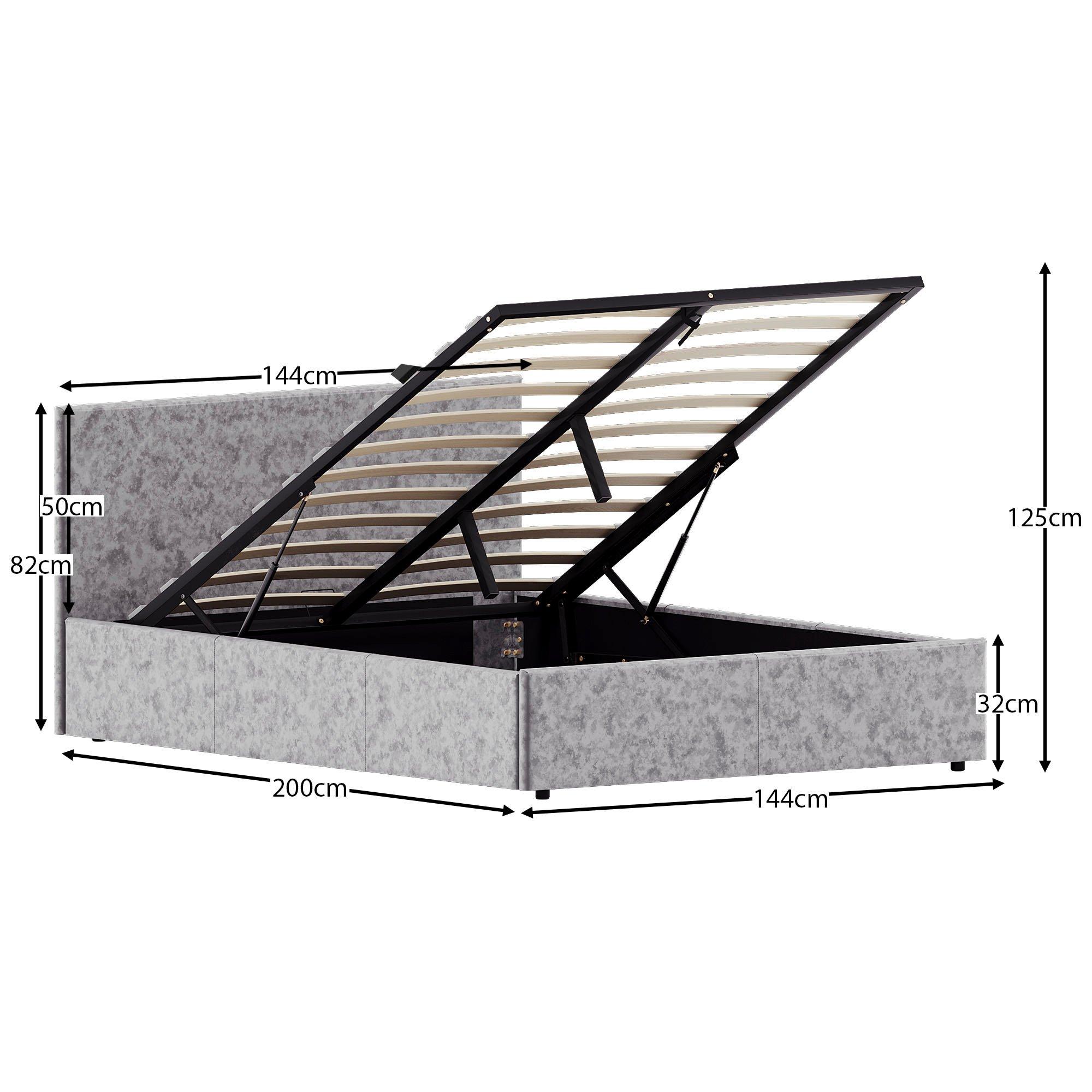 Silver Velvet - Lassic - Veronica Double Ottoman Storage Bed & Mattress Set - 2