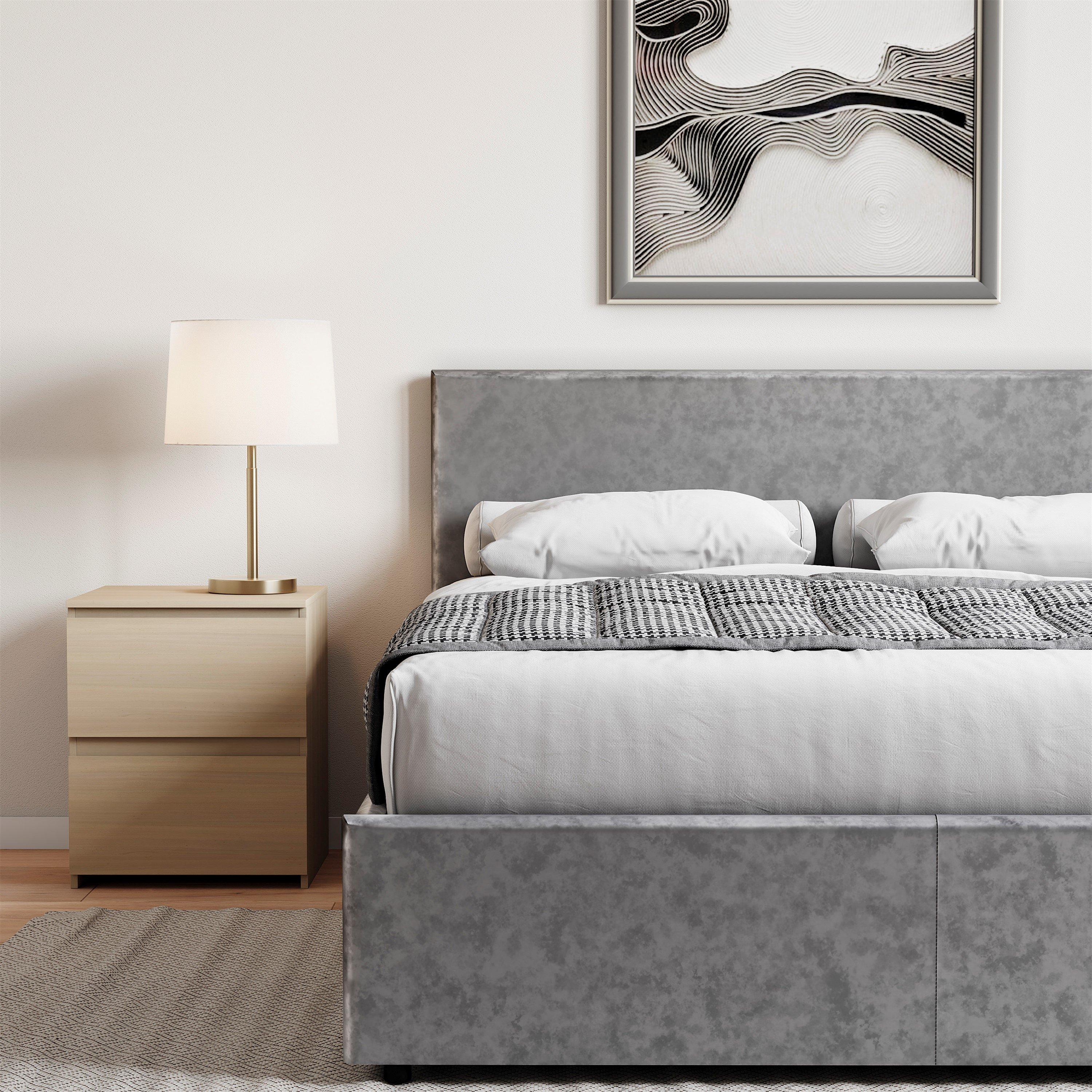 Silver Velvet - Lassic - Veronica Double Ottoman Storage Bed & Mattress Set - 5