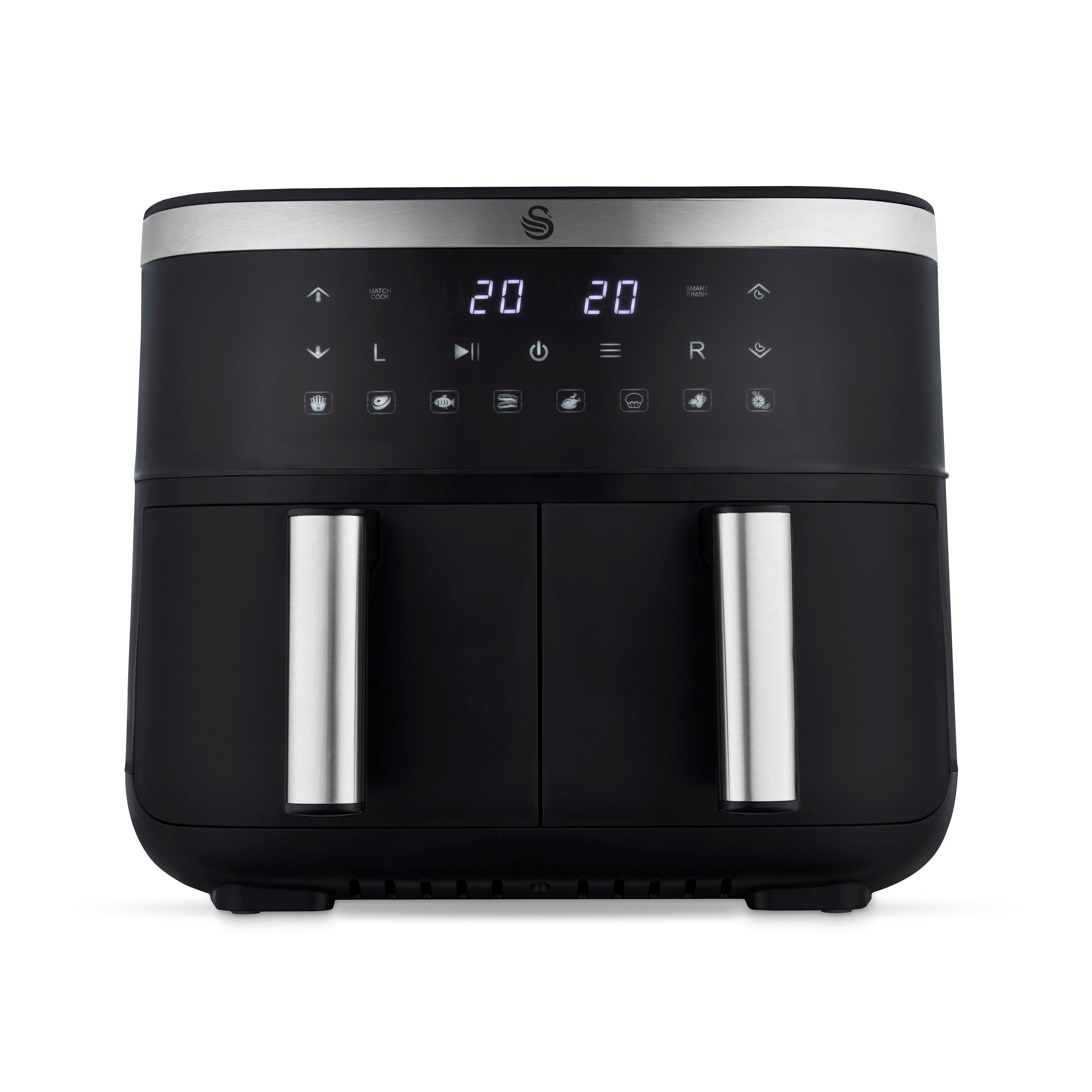 Black - Swan - 7.6L Cyclonic Dual Air Fryer Digital Black - 1