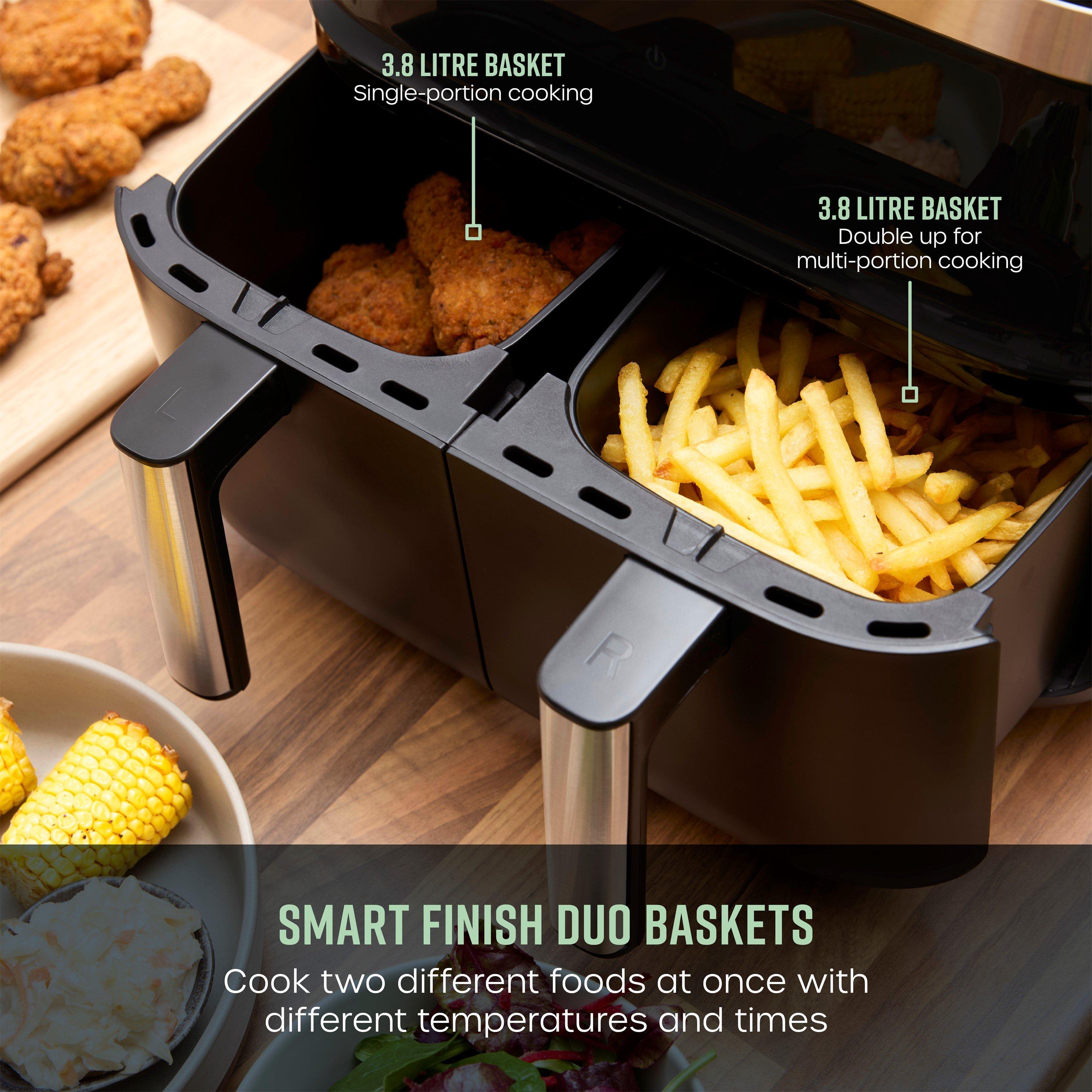 Black - Swan - 7.6L Cyclonic Dual Air Fryer Digital Black - 3