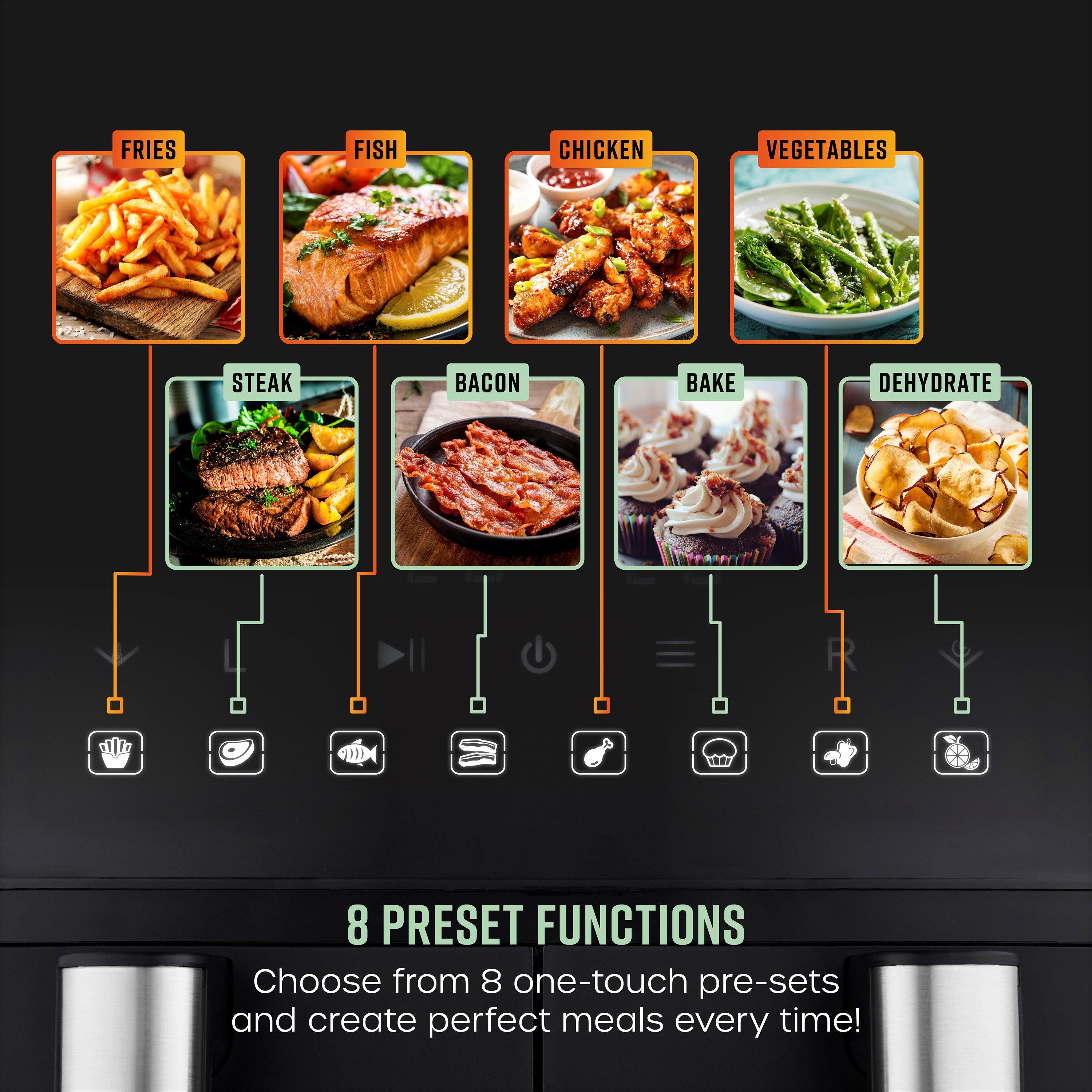 Black - Swan - 7.6L Cyclonic Dual Air Fryer Digital Black - 6