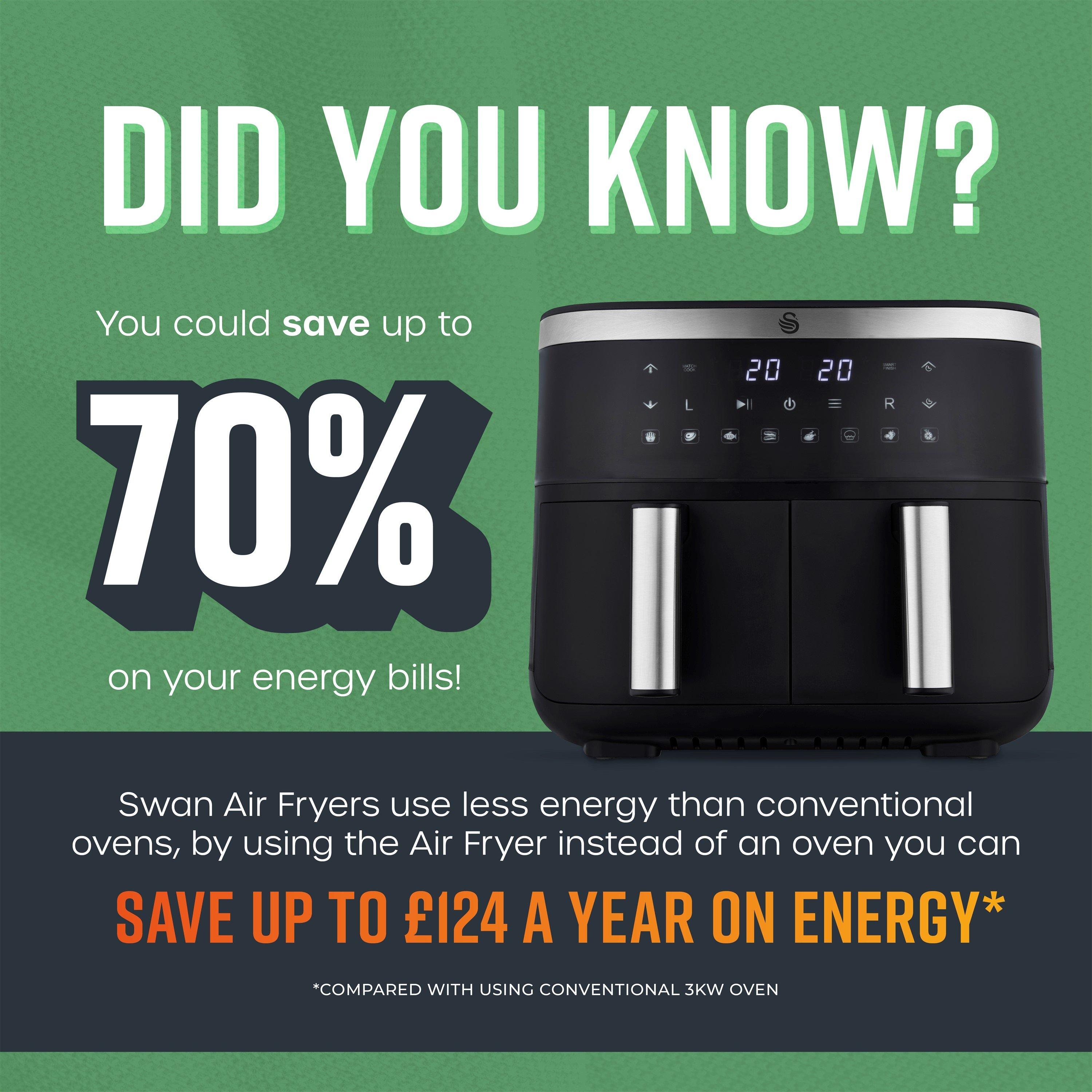 Black - Swan - 7.6L Cyclonic Dual Air Fryer Digital Black - 8