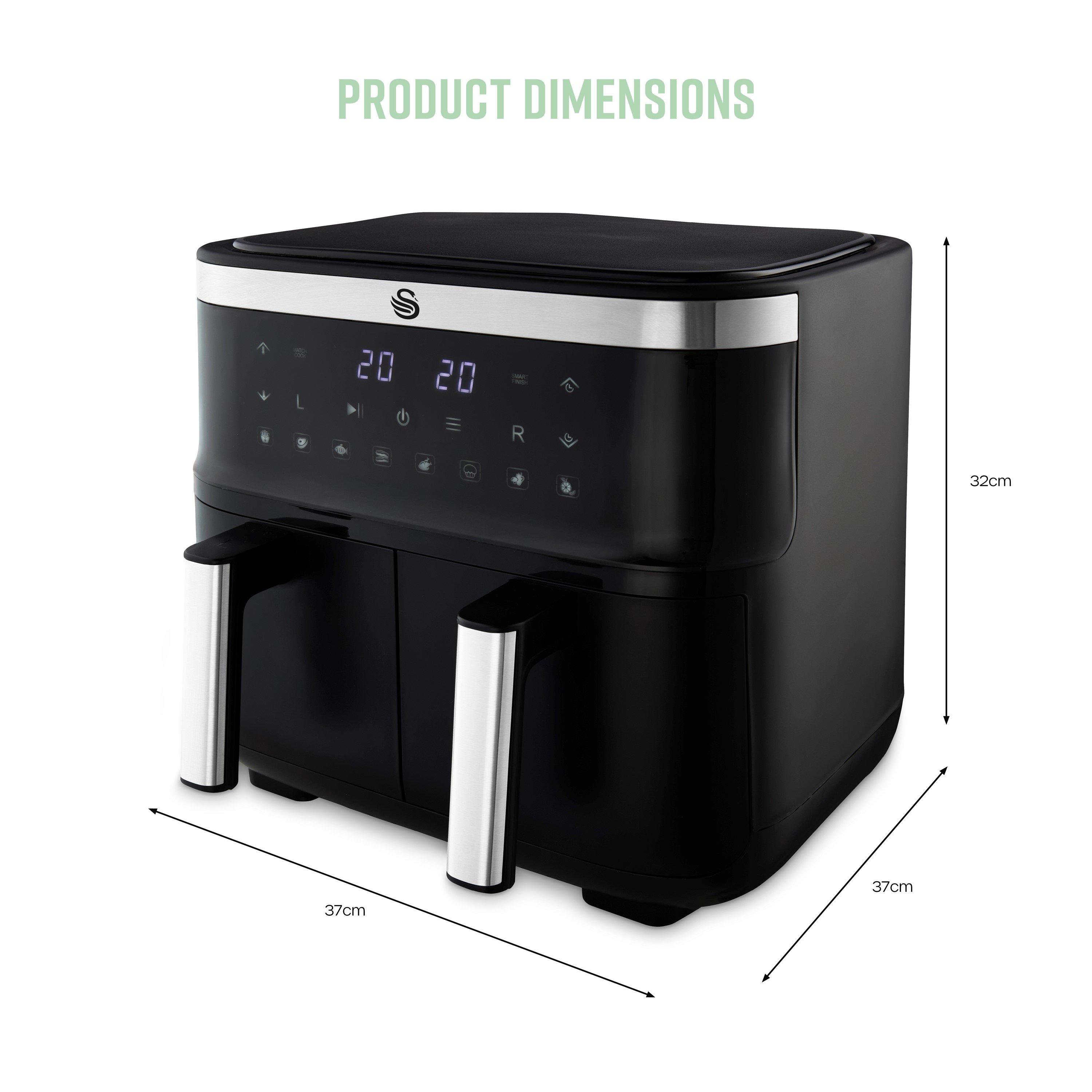 Black - Swan - 7.6L Cyclonic Dual Air Fryer Digital Black - 9