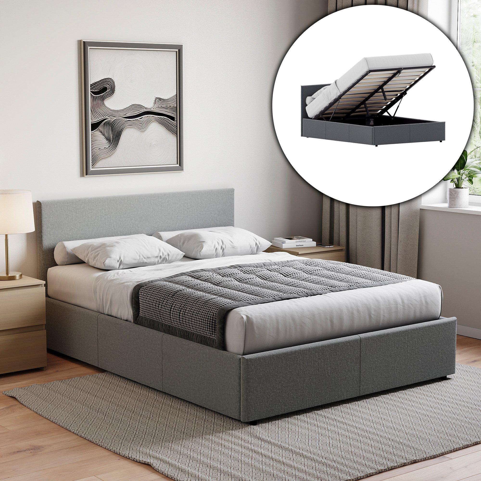 Light Grey Line - Lassic - Veronica King Ottoman Storage Bed & Mattress Set - 1