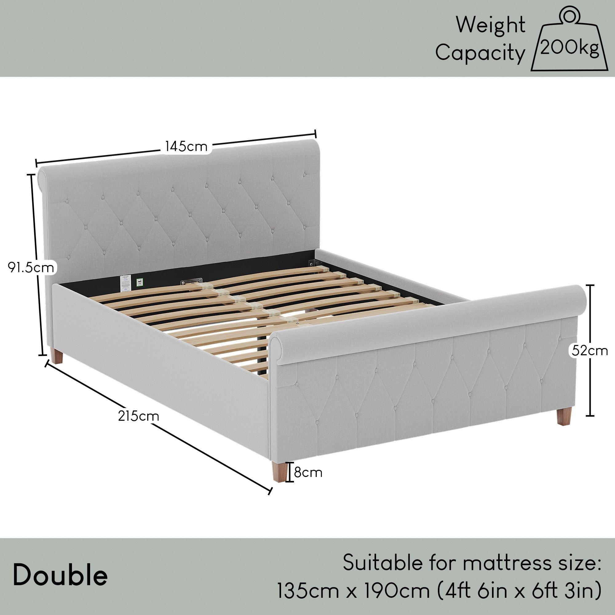 Light Grey Line - Lassic - Vittorio Double Bed & Mattress Set - 2