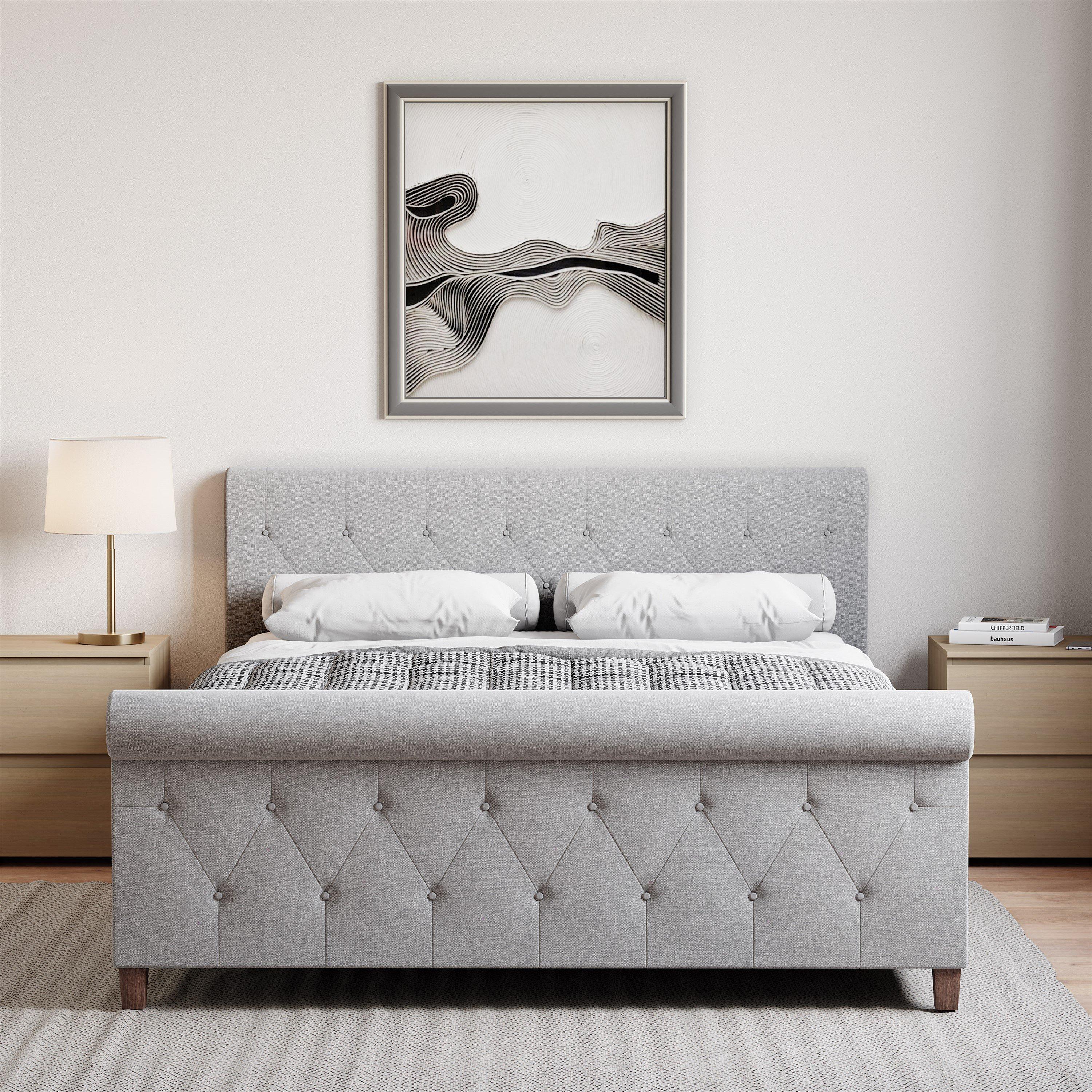 Light Grey Line - Lassic - Vittorio Double Bed & Mattress Set - 3