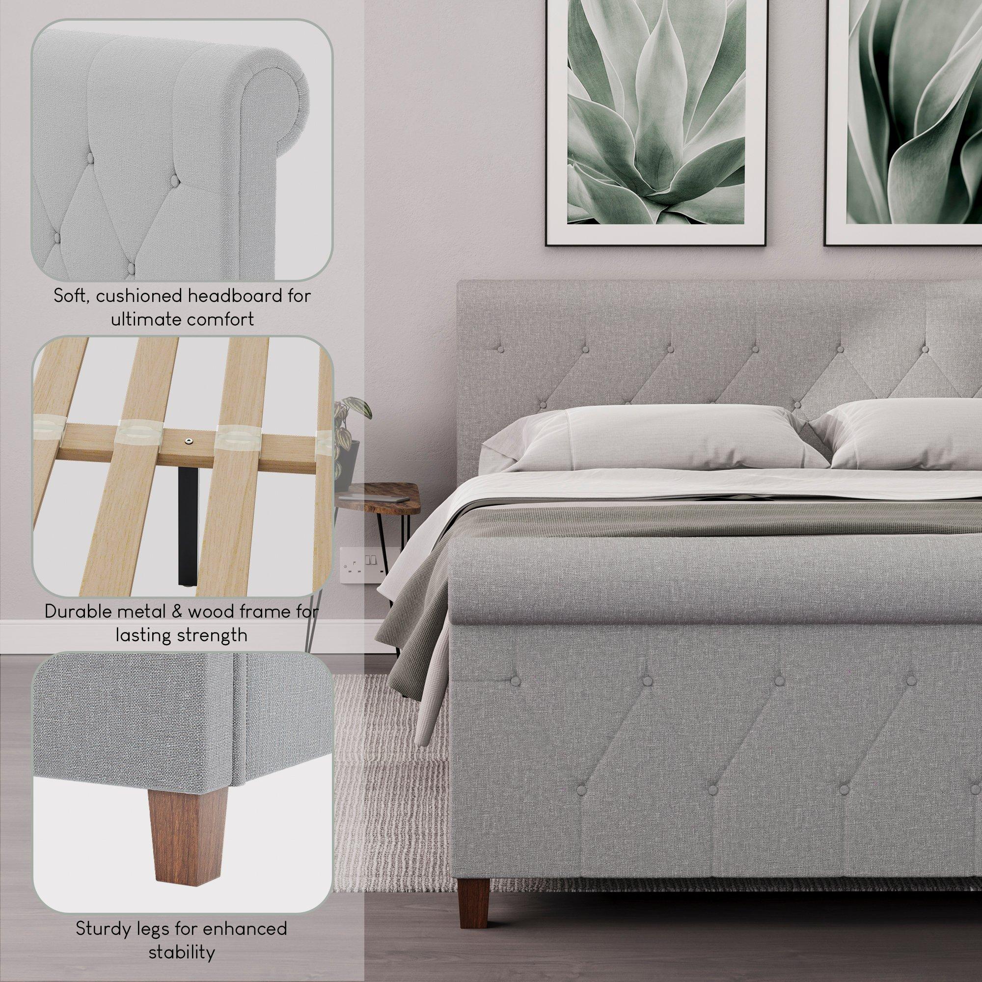 Light Grey Line - Lassic - Vittorio Double Bed & Mattress Set - 5