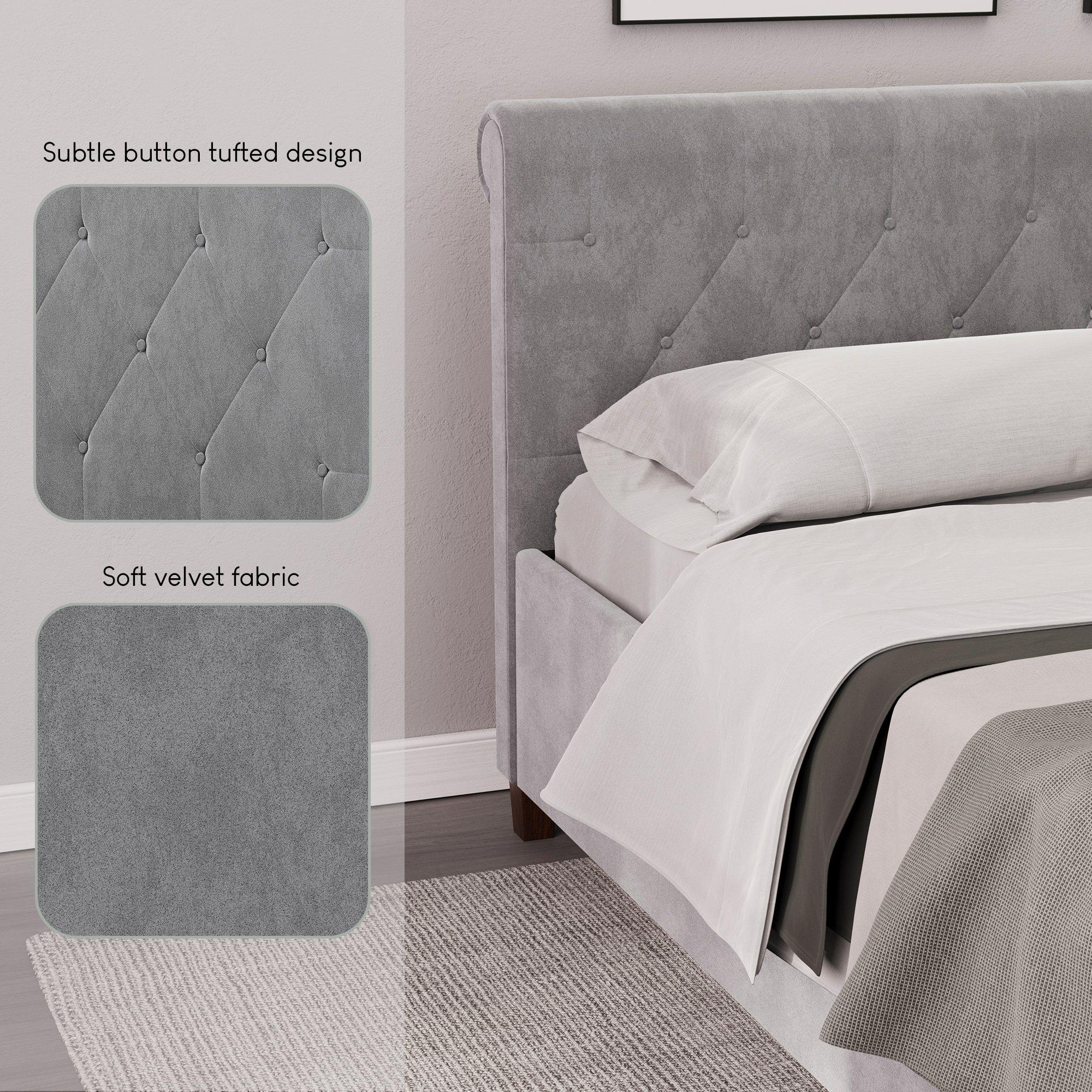 Light Grey Velv - Lassic - Vittorio Double Bed & Mattress Set - 4