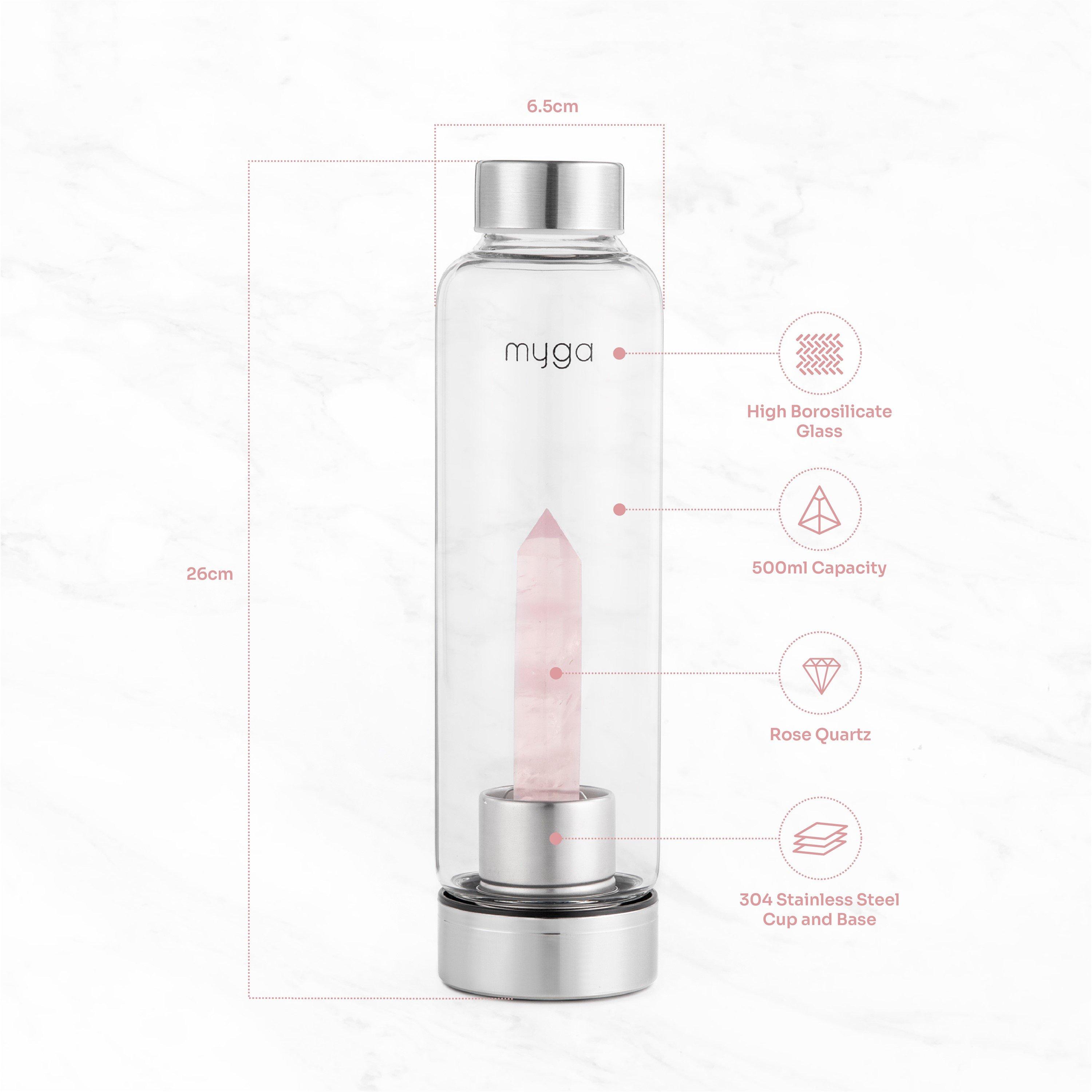 Rose Quartz - Myga - Myga Crystal Water Bottle - Rose Quartz - 4