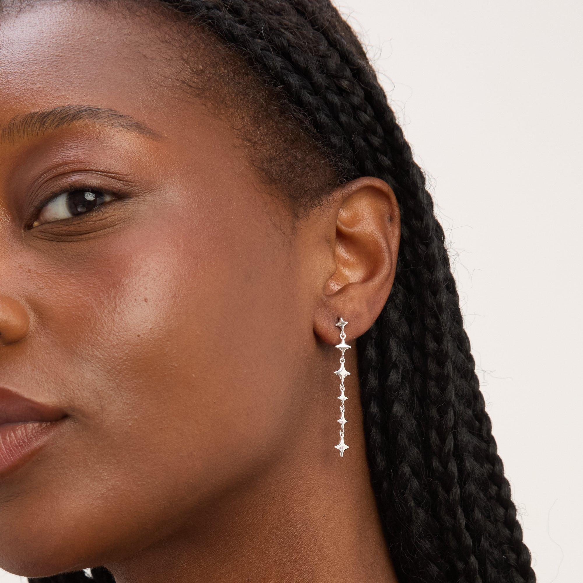 Silver - Simply Silver - Sterling Silver 925 Long Celestial Earrings - 2