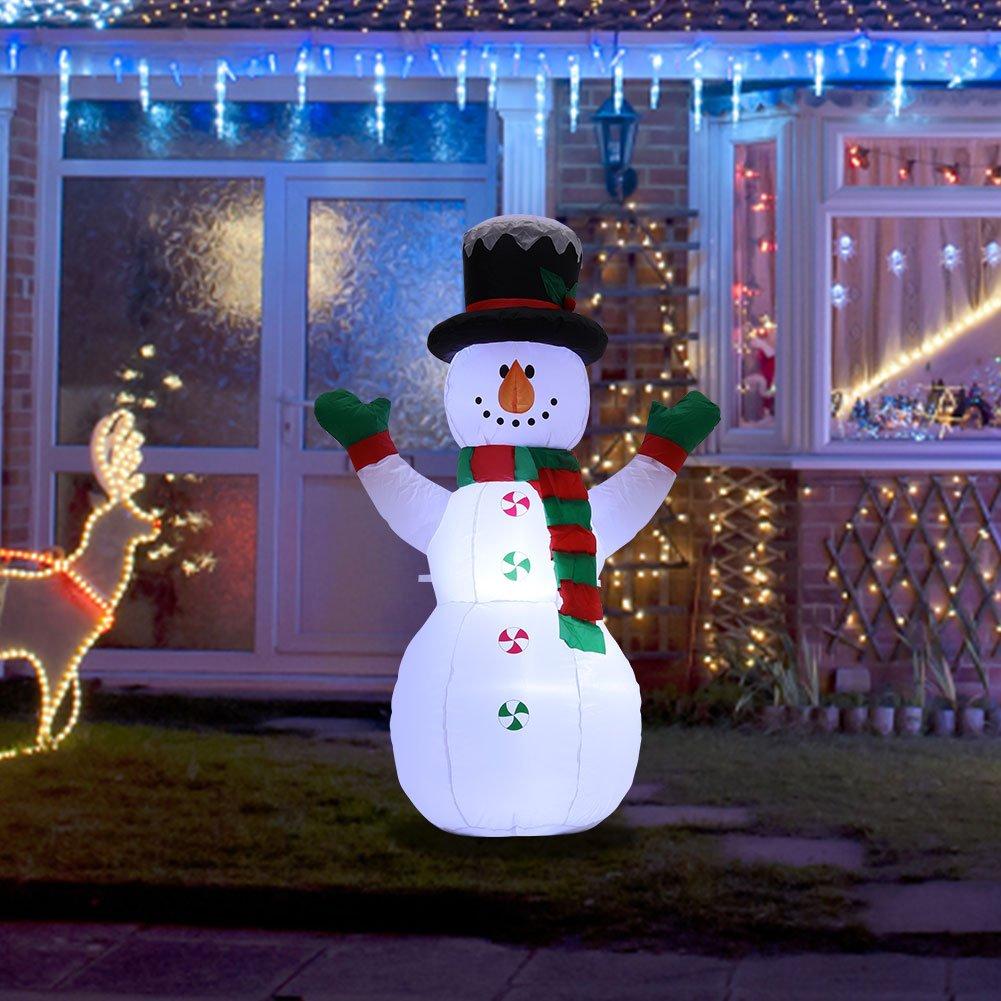 White - LIFE IDEAS - Inflatable Snowman Yard Decoration with LED - 1