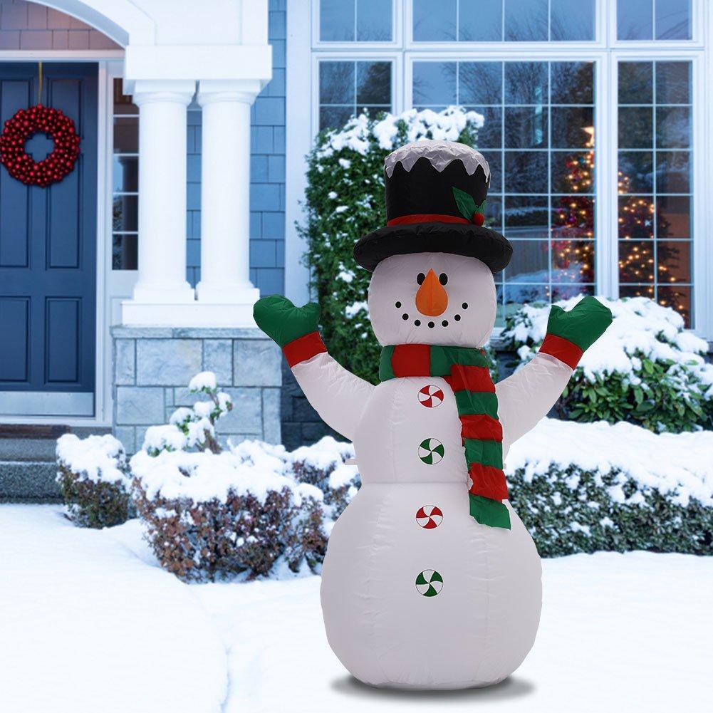 White - LIFE IDEAS - Inflatable Snowman Yard Decoration with LED - 2