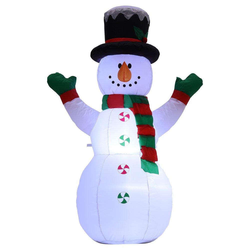 White - LIFE IDEAS - Inflatable Snowman Yard Decoration with LED - 4