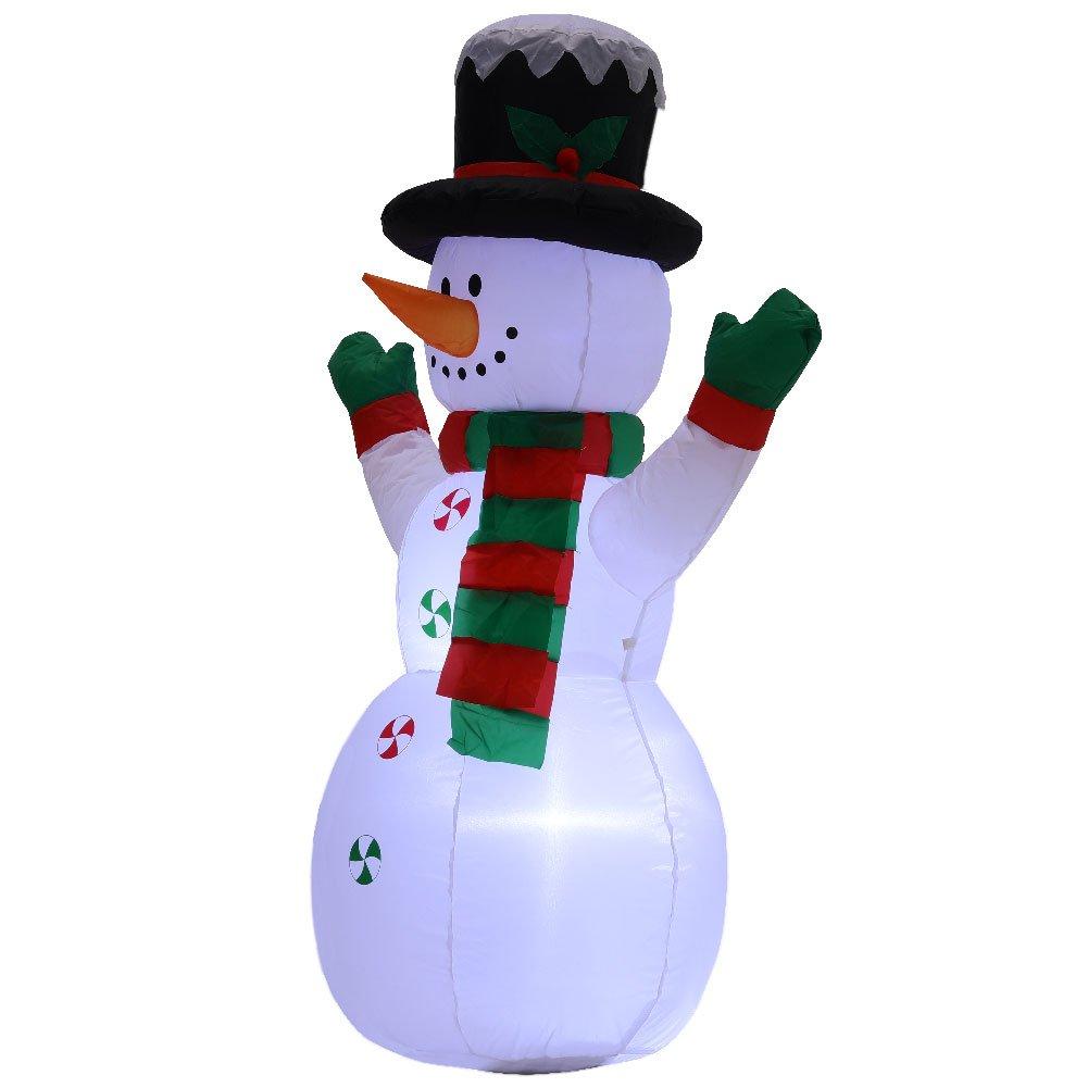 White - LIFE IDEAS - Inflatable Snowman Yard Decoration with LED - 5