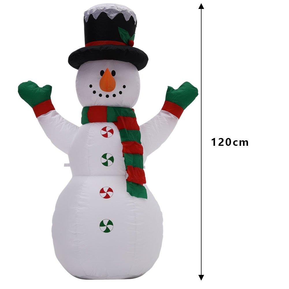 White - LIFE IDEAS - Inflatable Snowman Yard Decoration with LED - 10