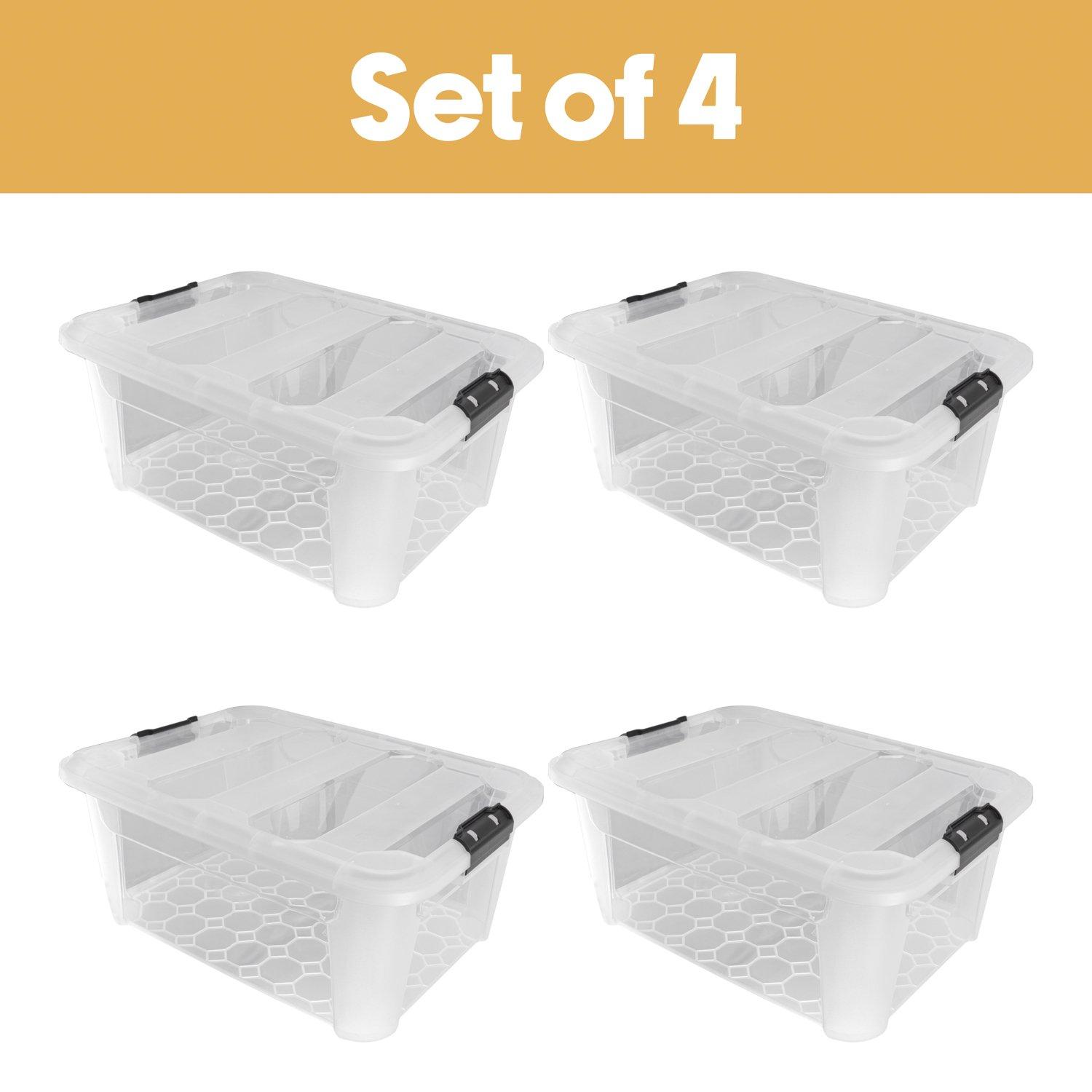 Clear - JVL - Clip Lid Plastic Storage Box - 40L S/4 - 2