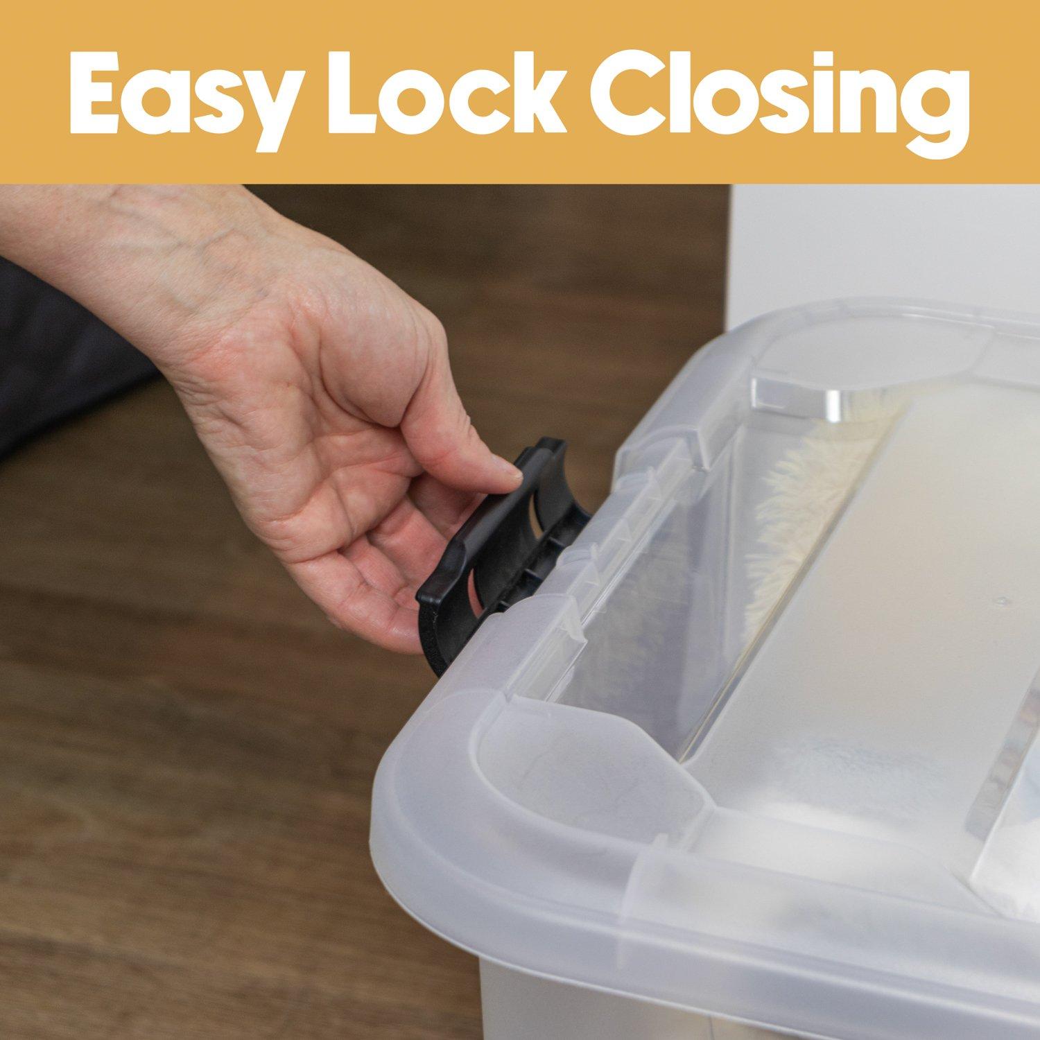 Clear - JVL - Clip Lid Plastic Storage Box - 40L S/4 - 4