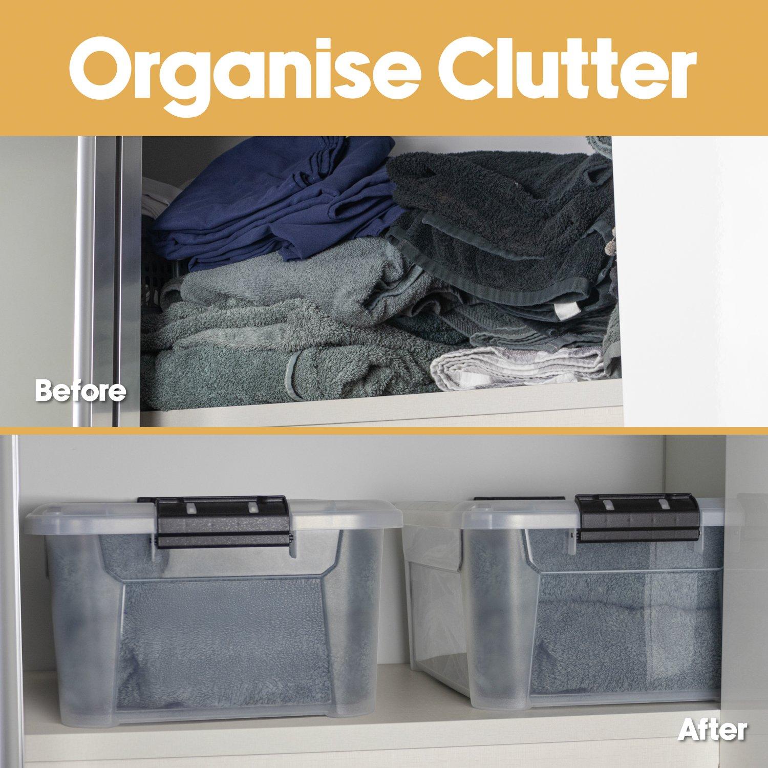 Clear - JVL - Clip Lid Plastic Storage Box - 40L S/4 - 5