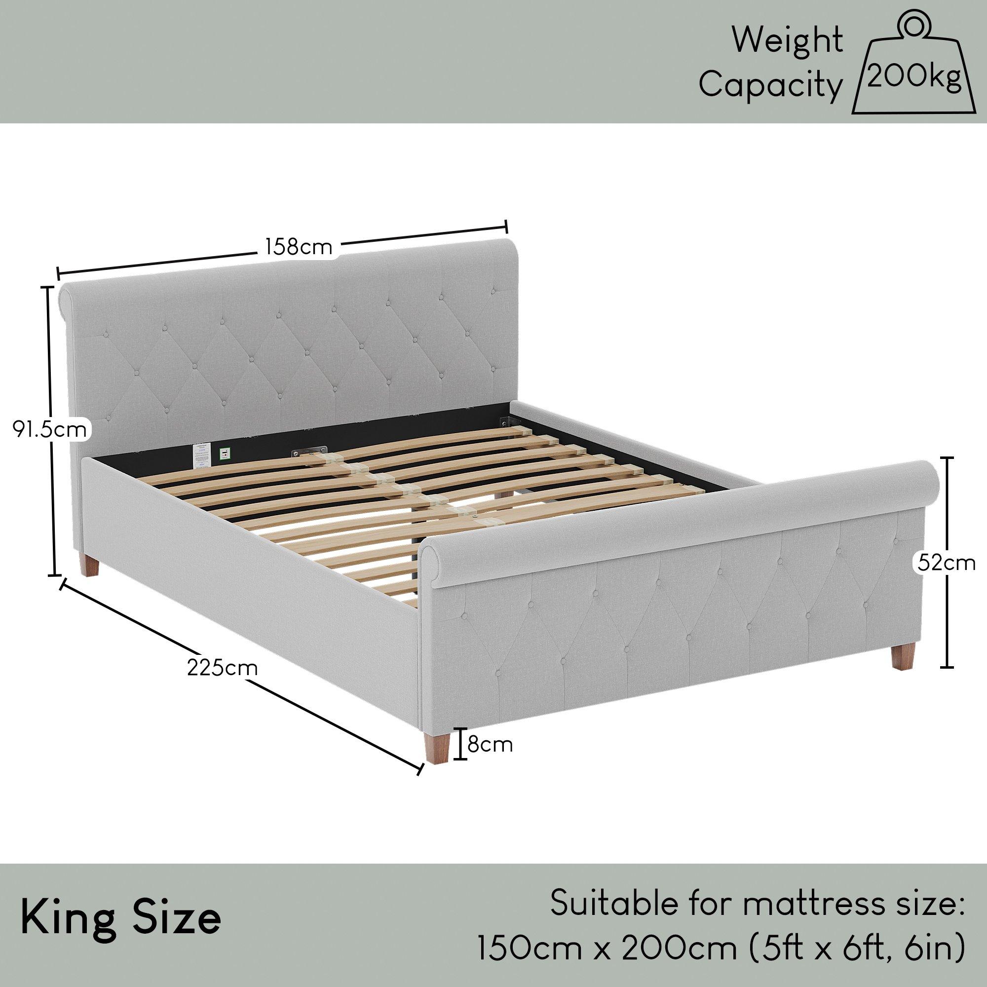 Light Grey Line - Lassic - Vittorio King Size Bed & Mattress Set - 2