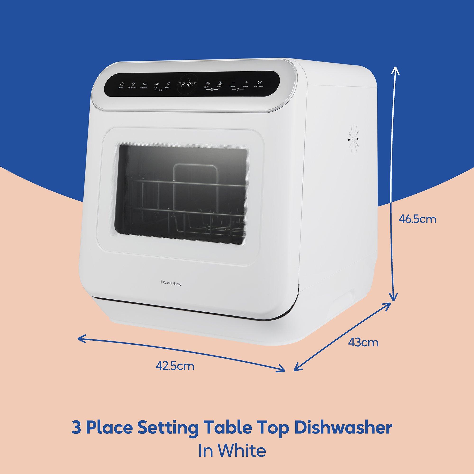White - Russell Hobbs - RH3TTDW0D1W 3 Place Setting Table Top Dishwasher - 9