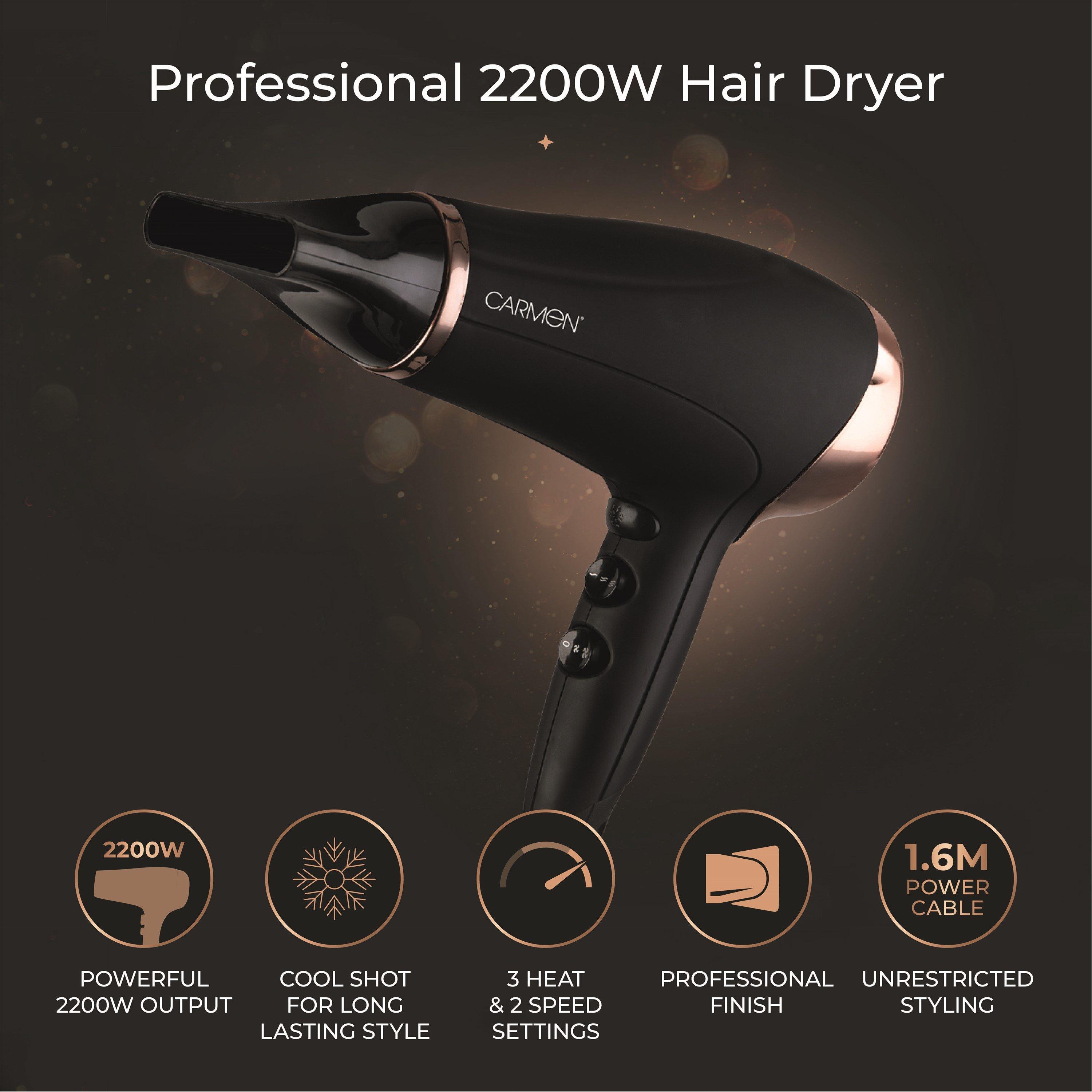 Black - Carmen - Noir II 2200W Hair Dryer Black and Copper - 2