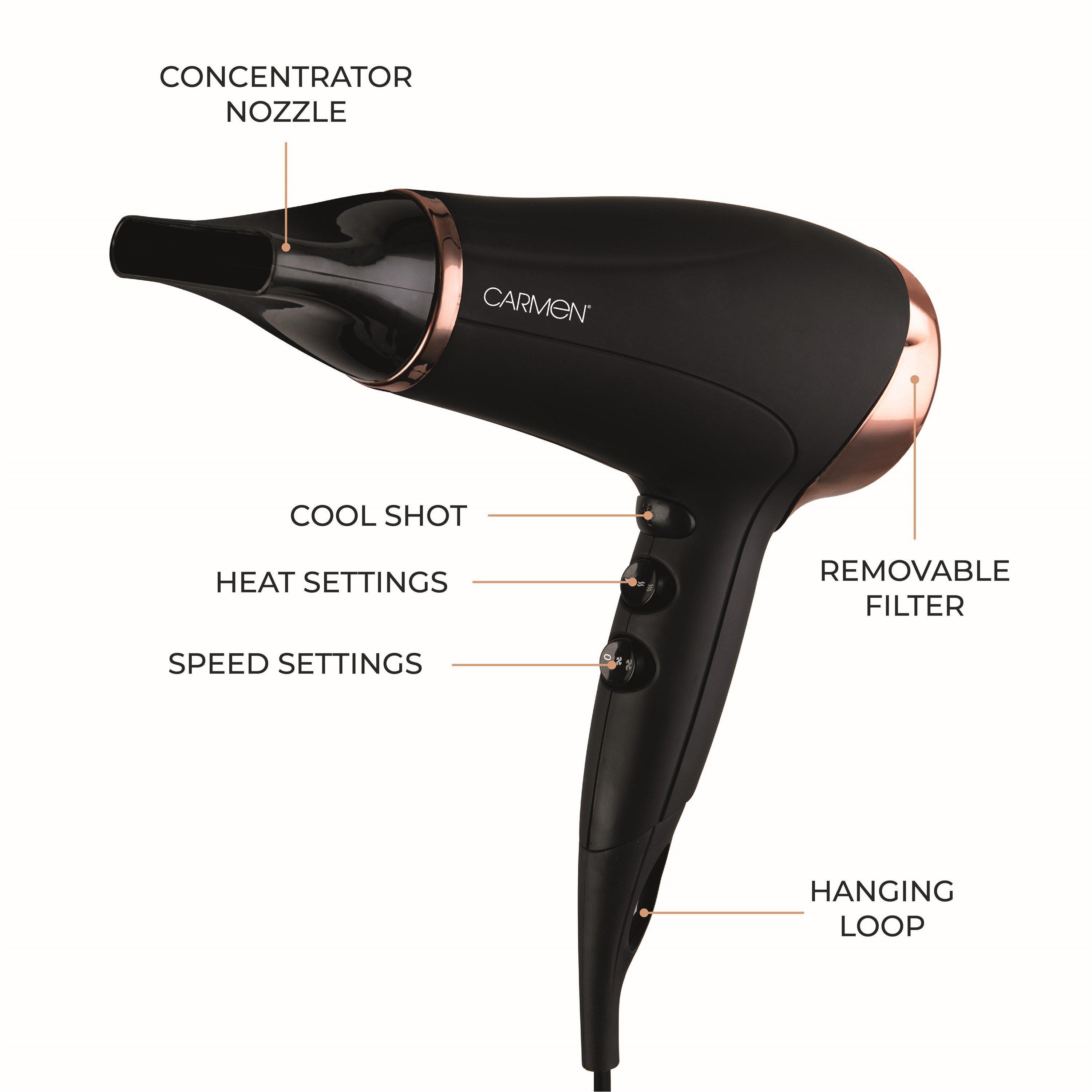 Black - Carmen - Noir II 2200W Hair Dryer Black and Copper - 7