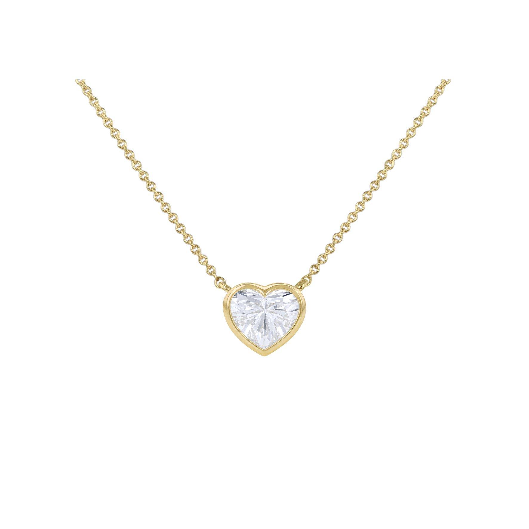 Yellow Gold - Be You - 9ct Gold 1ct Heart Lab Created Diamond Necklace - 1