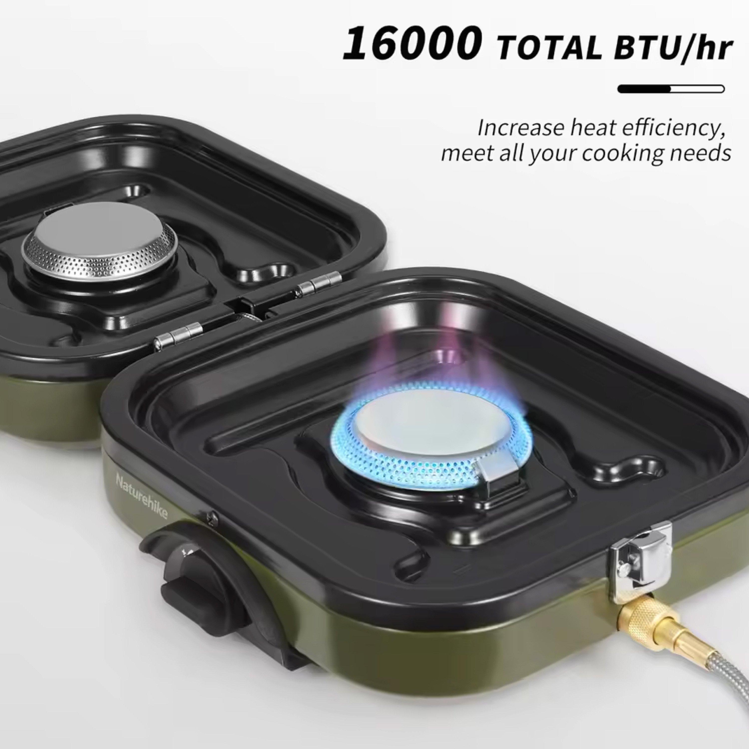 Army Green - Naturehike - Double Burner Folding Gas Stove - 1