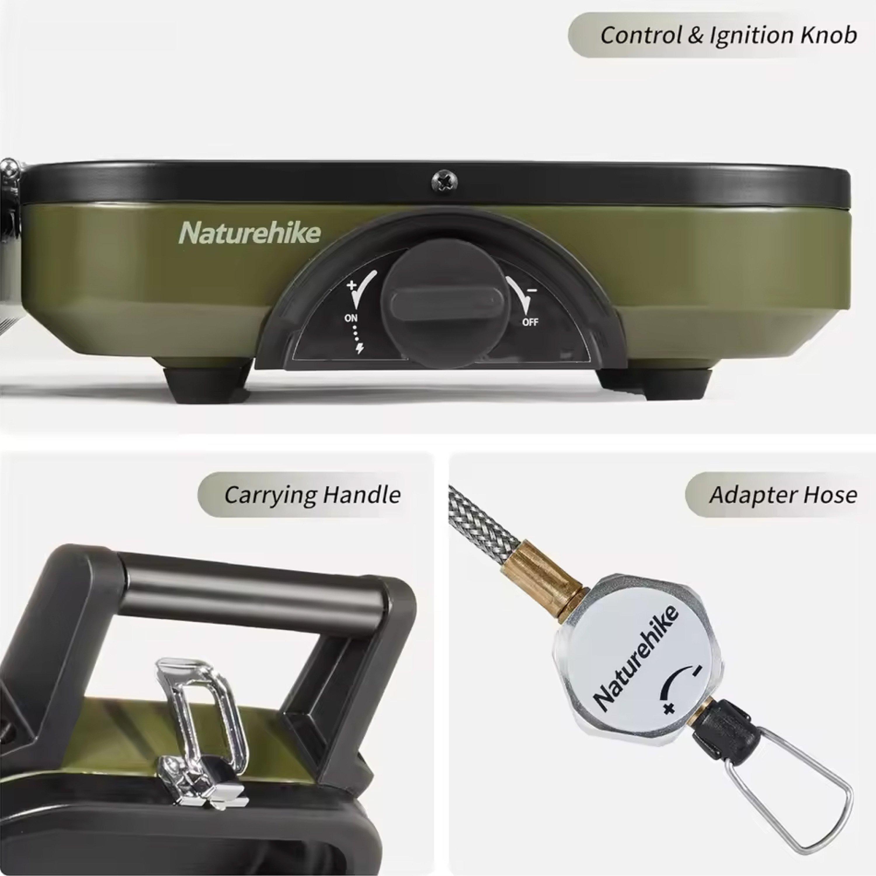 Army Green - Naturehike - Double Burner Folding Gas Stove - 4