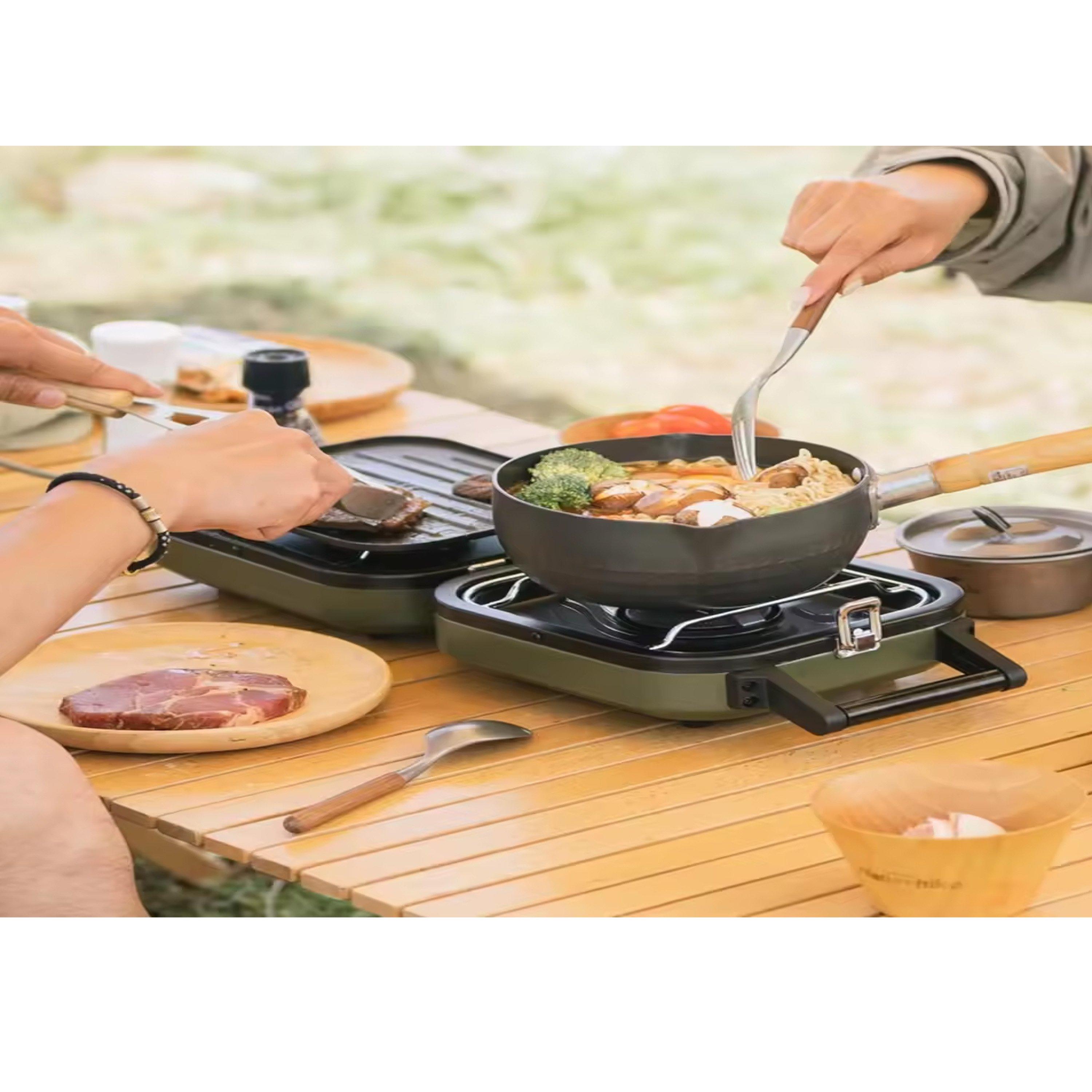 Army Green - Naturehike - Double Burner Folding Gas Stove - 5