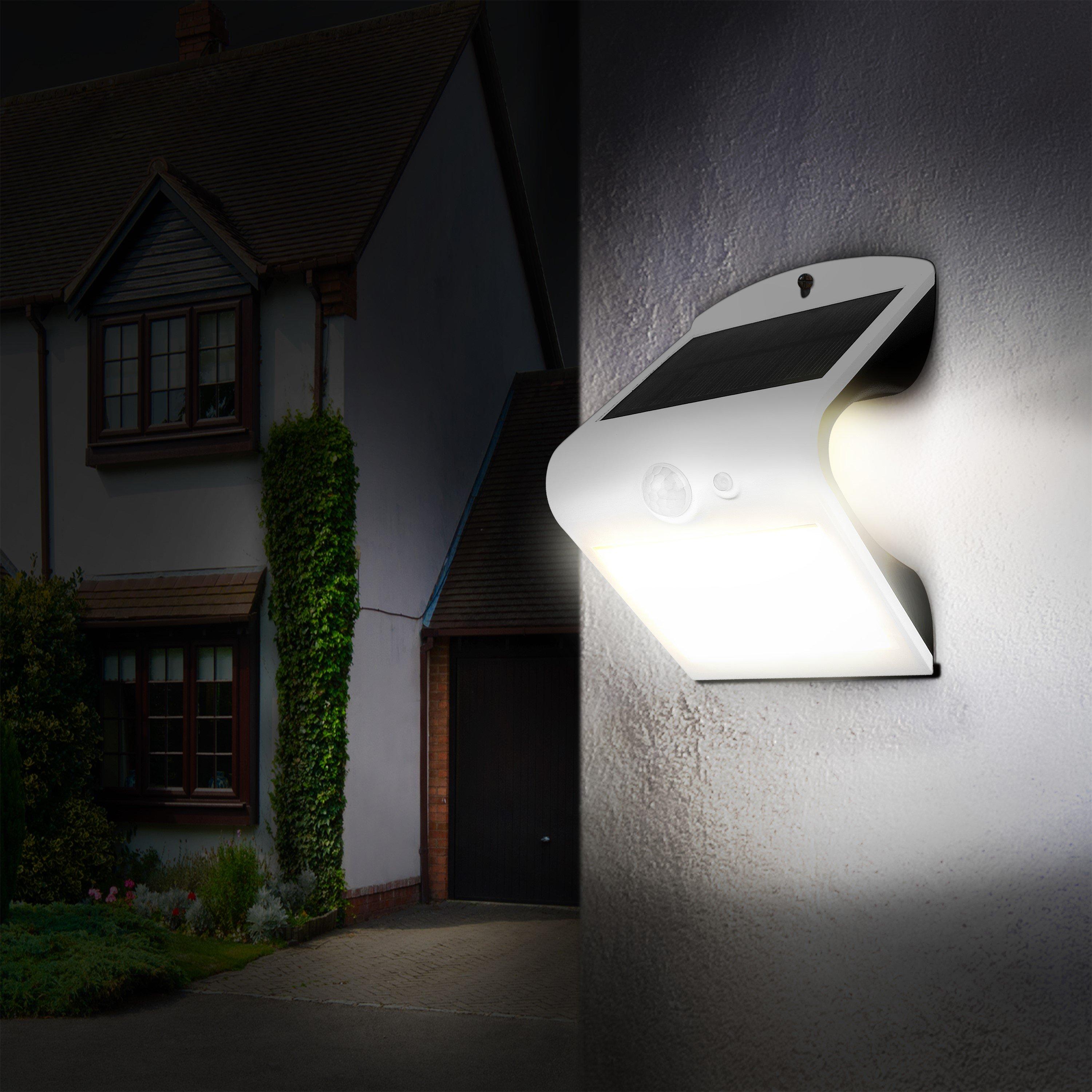 White - Luceco - LED Solar Guardian Wall Light with PIR - 7