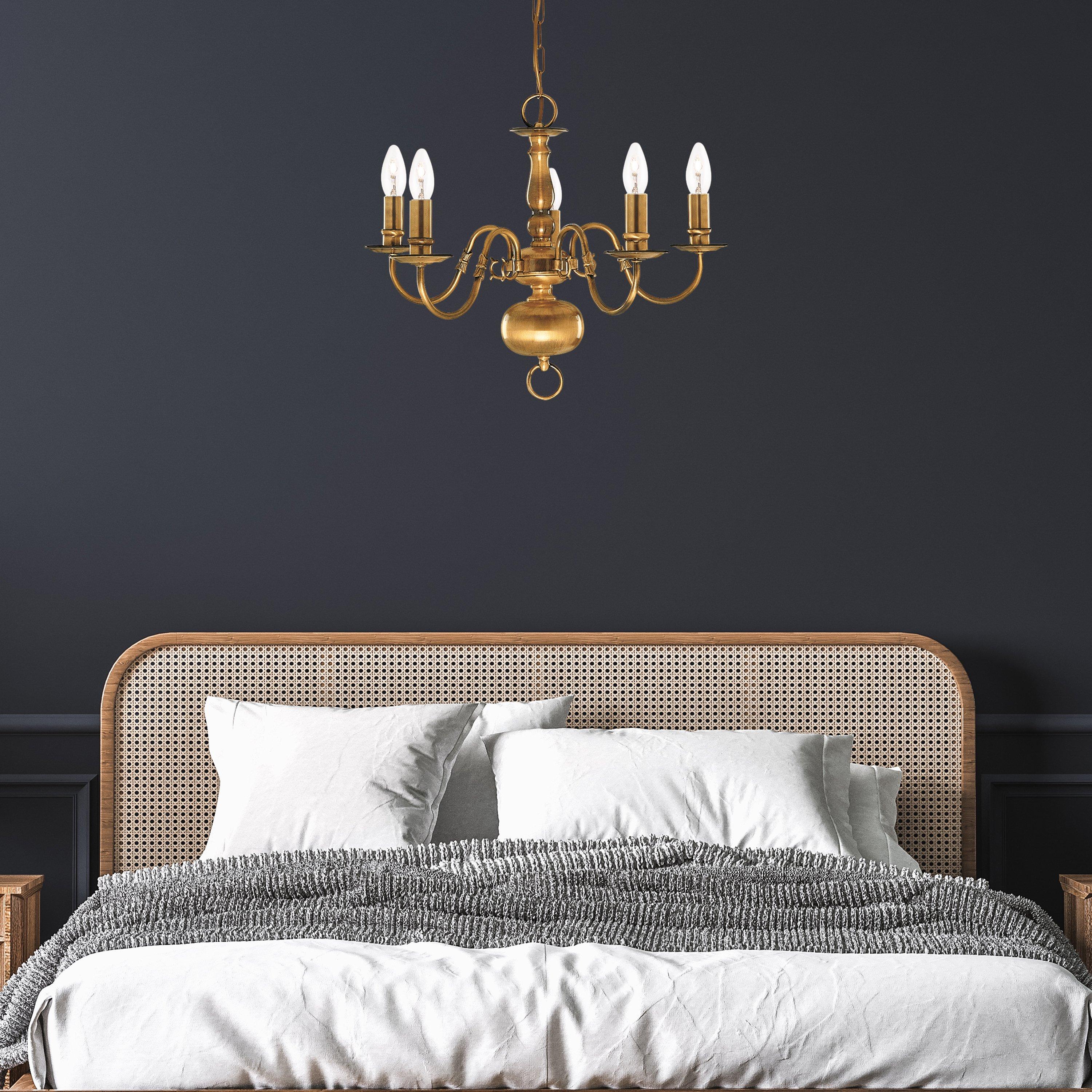 Brass - Lighting Collection - Versaille 5Lt Pendant - Solid Brass Metal - 1