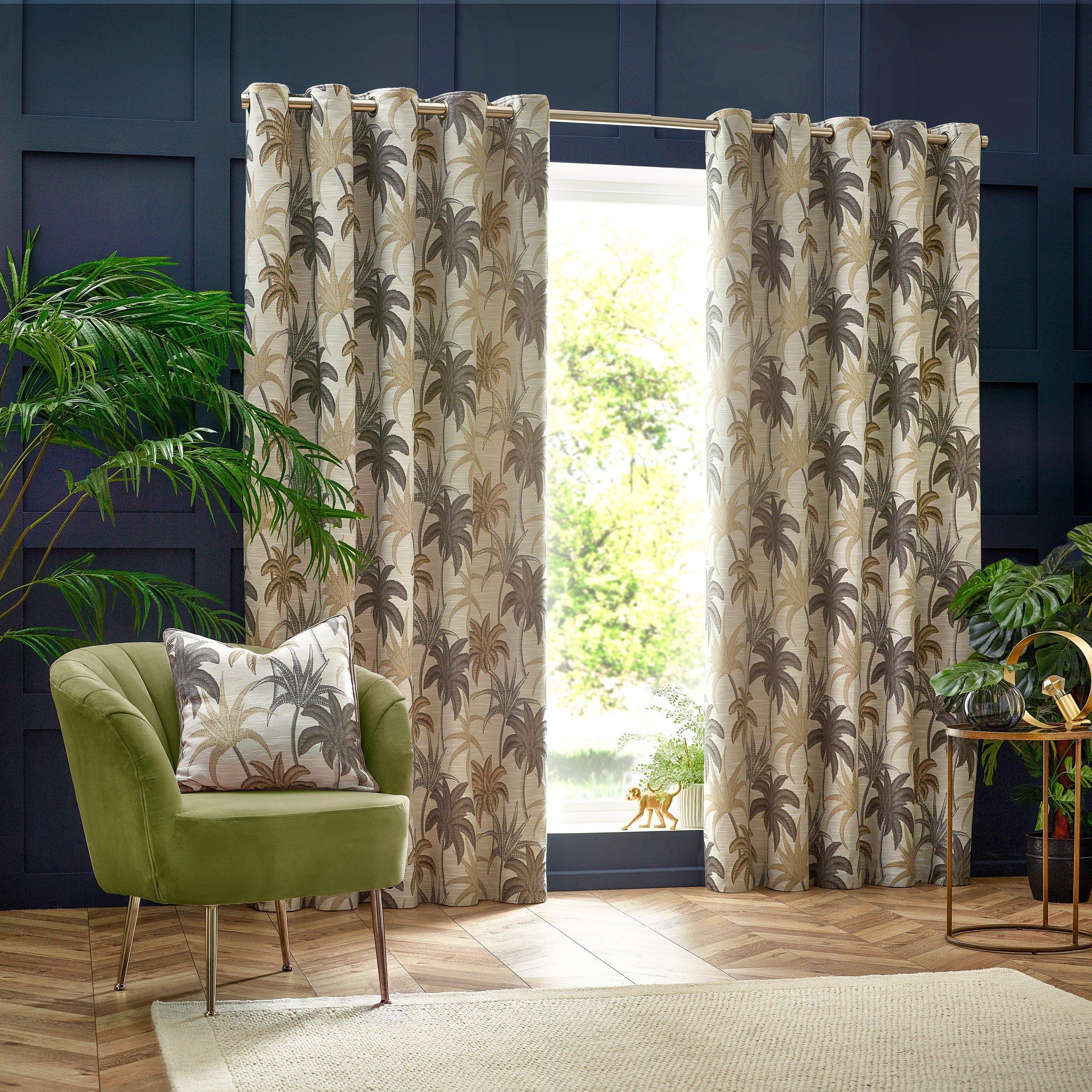 Wylder  Galapagos Jacquard Eyelet Curtains - Natural - 168 x 137c