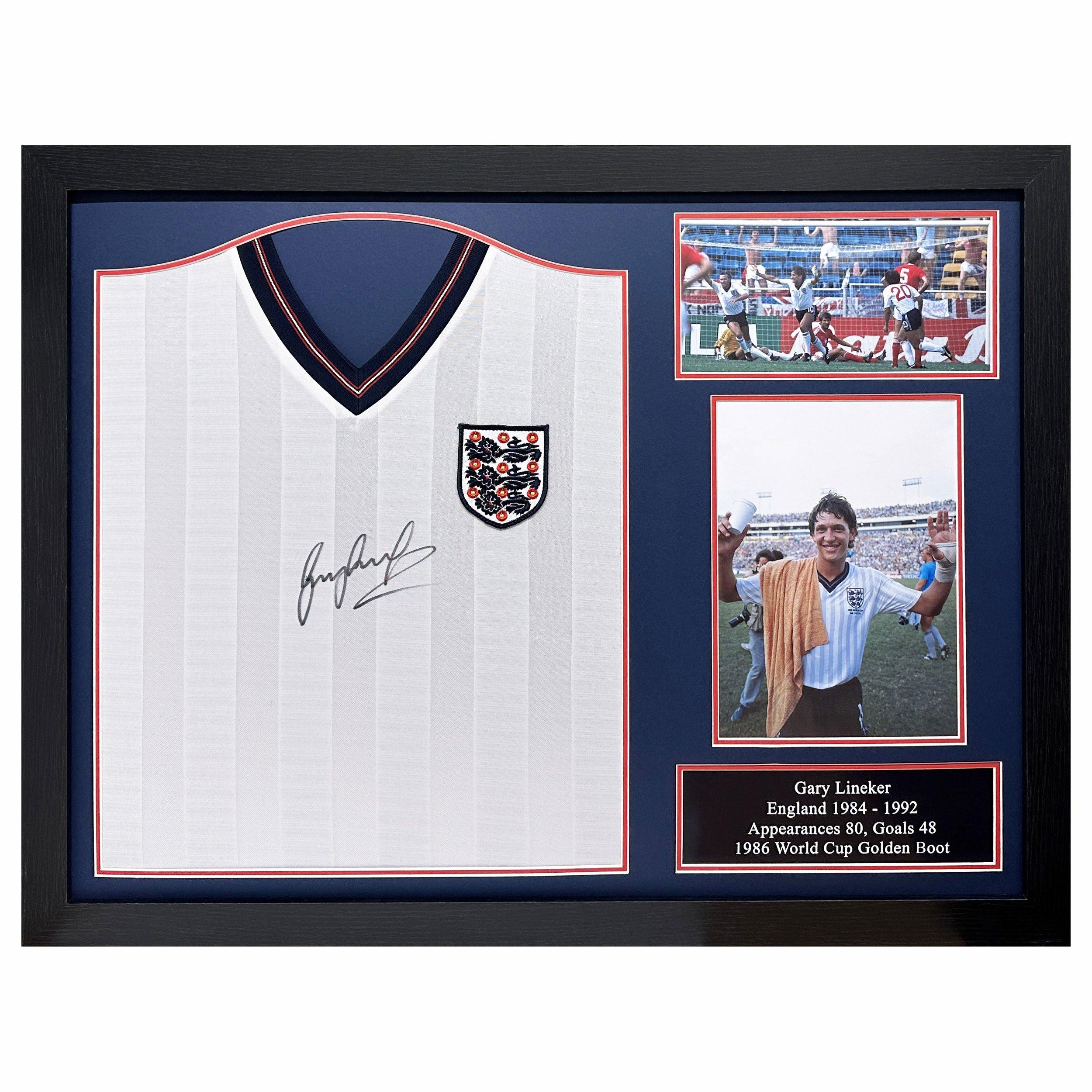 White - AllStarSignings Ltd - Gary Lineker signed and framed England shirt - 1