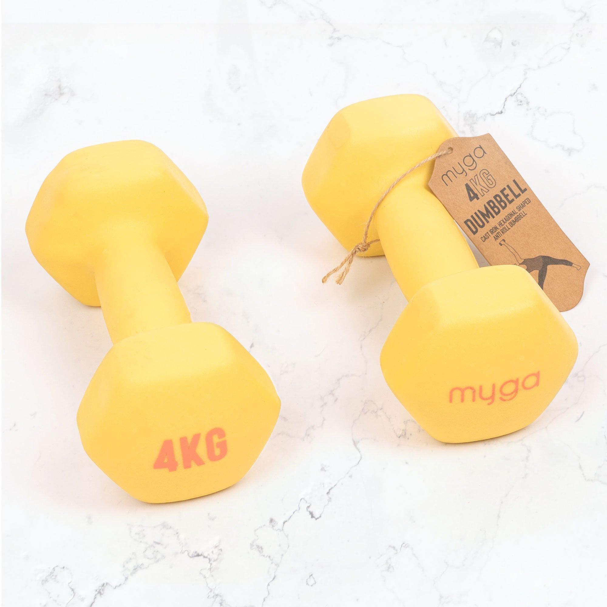 Yellow - Myga - Myga Hex Dumbbells - 4