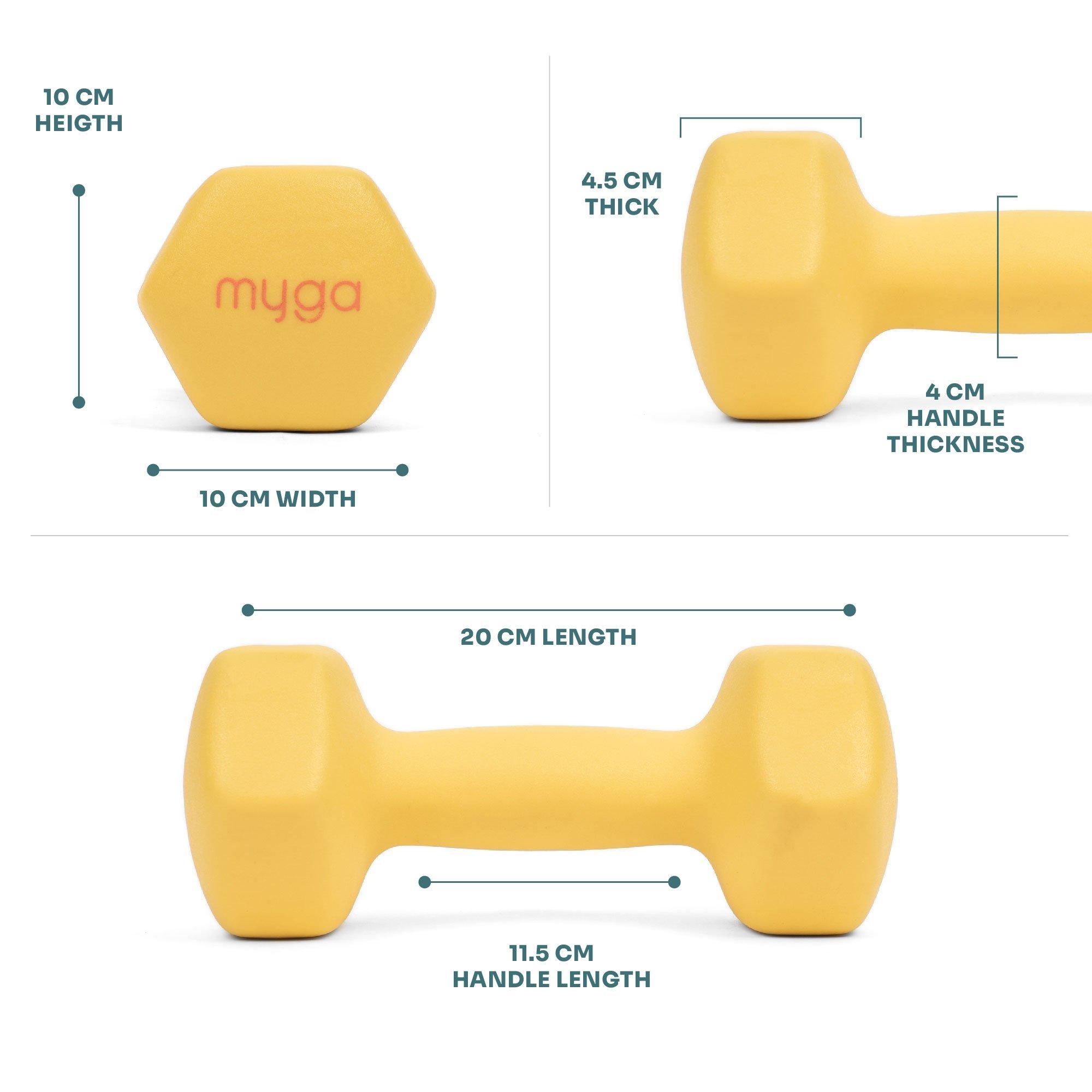 Yellow - Myga - Myga Hex Dumbbells - 5