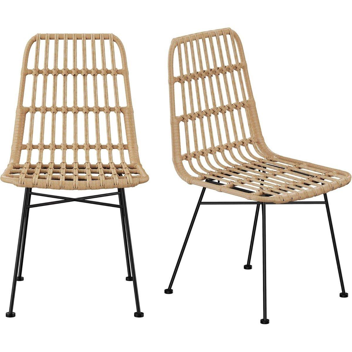 Beige - VonHaus - Richmond Set of 2 Rattan Dining Chairs - 1