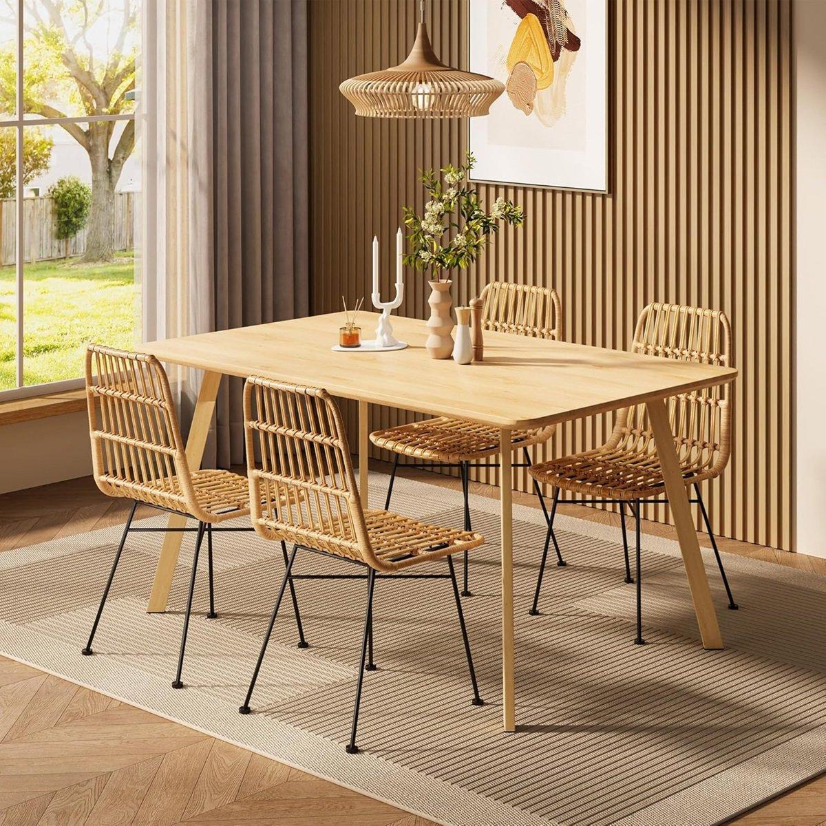 Beige - VonHaus - Richmond Set of 2 Rattan Dining Chairs - 2