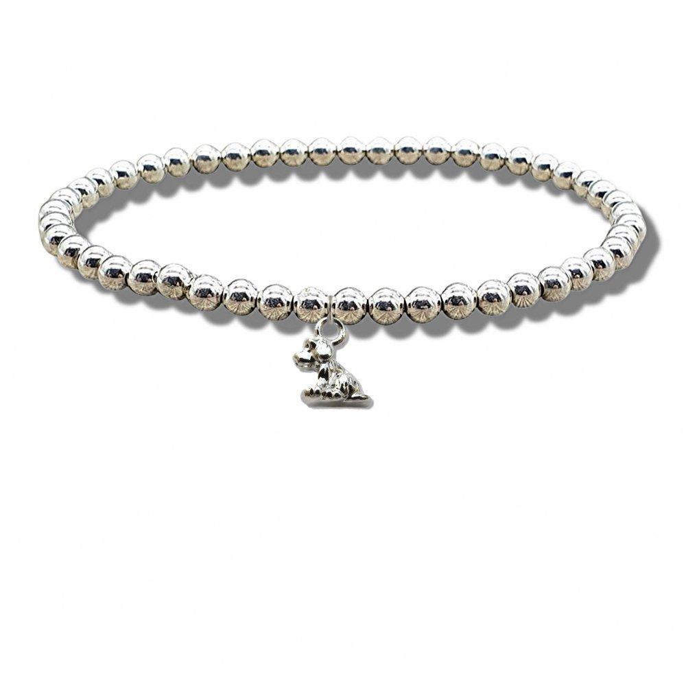 Silver - Aye Do Gifts - Little Dog Silver Beaded Bracelet NP-SBlildog - 1