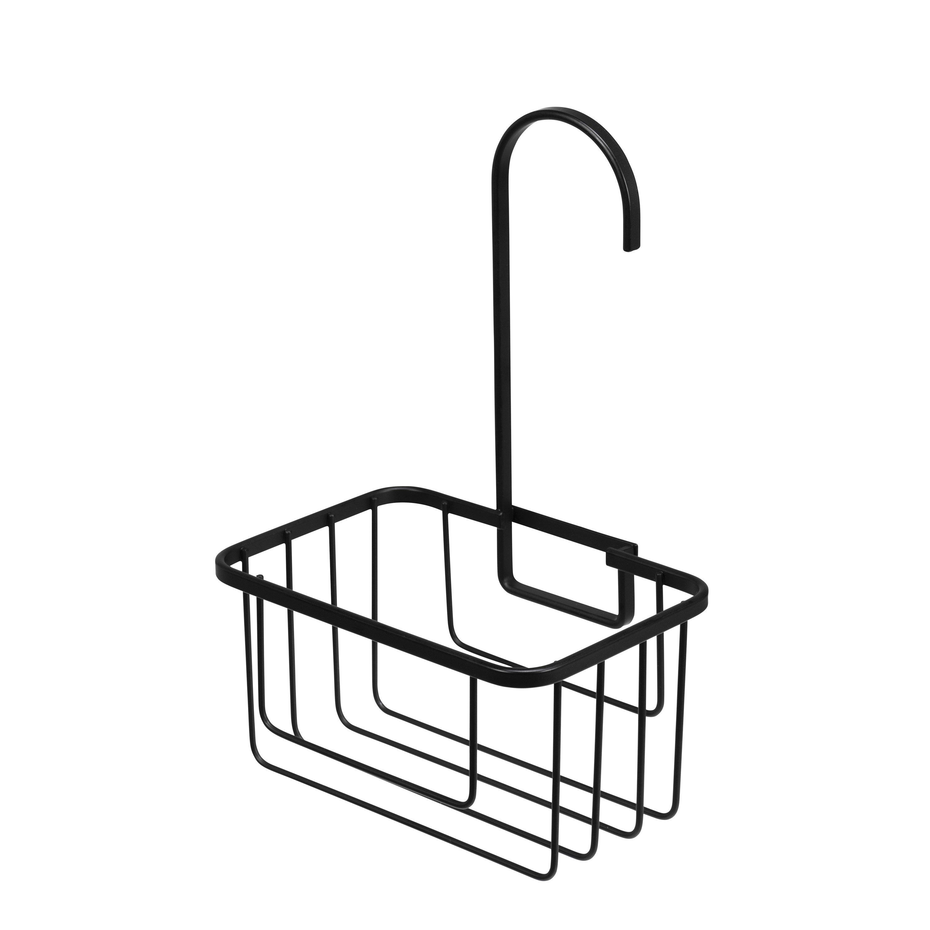 Black - Croydex - Black Bathroom Essential Set - 5L Pedal Bin Toilet Brush & Shower Caddy - 3