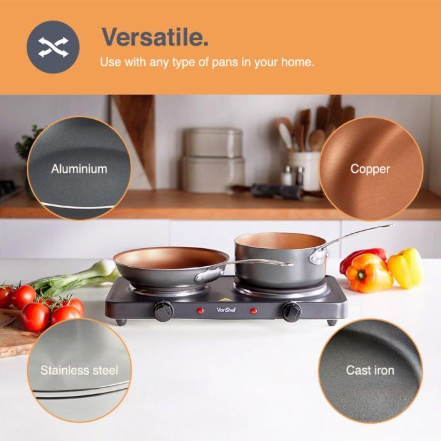 Black - VonShef - VonShef - Double Hot Plate - 3