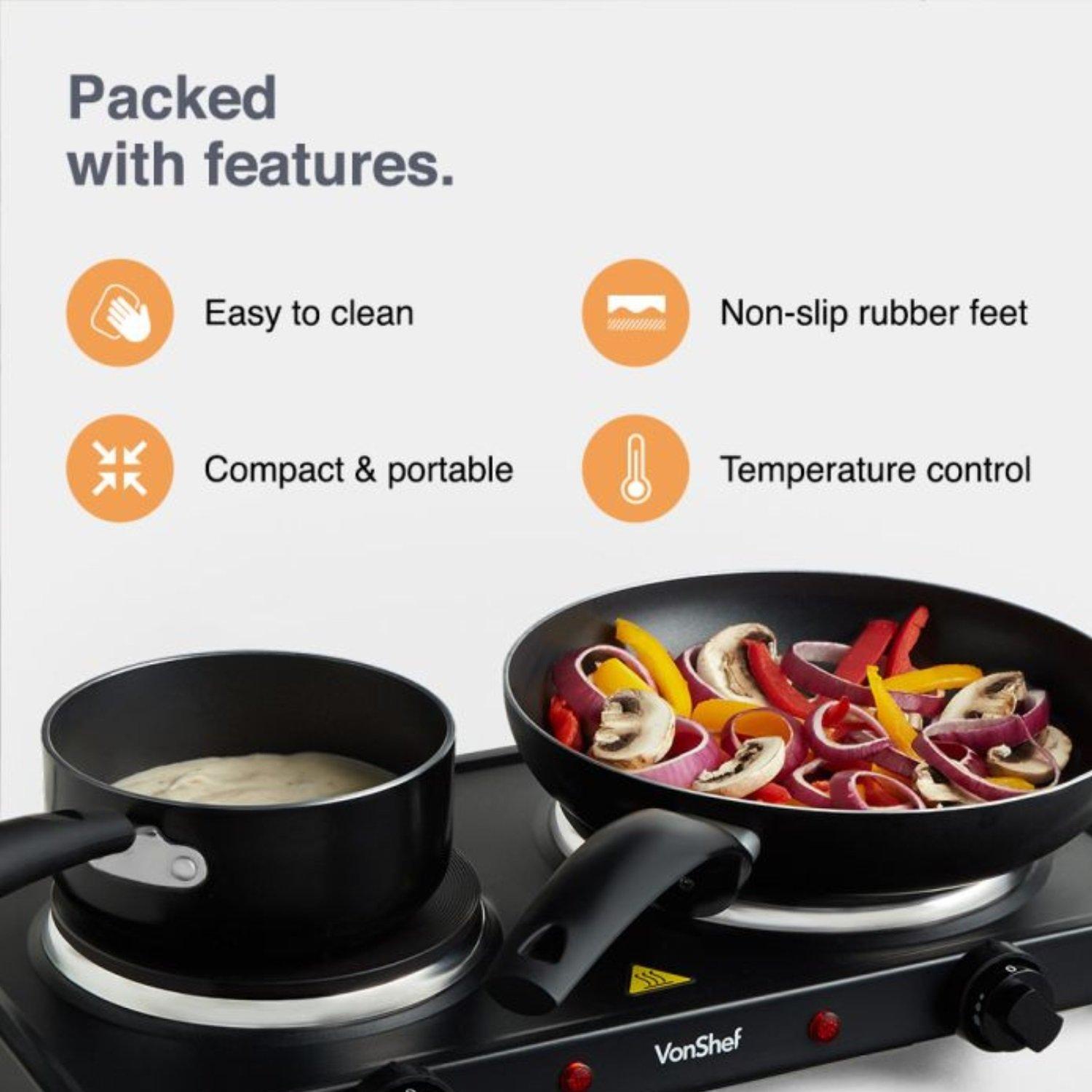 Black - VonShef - VonShef - Double Hot Plate - 4