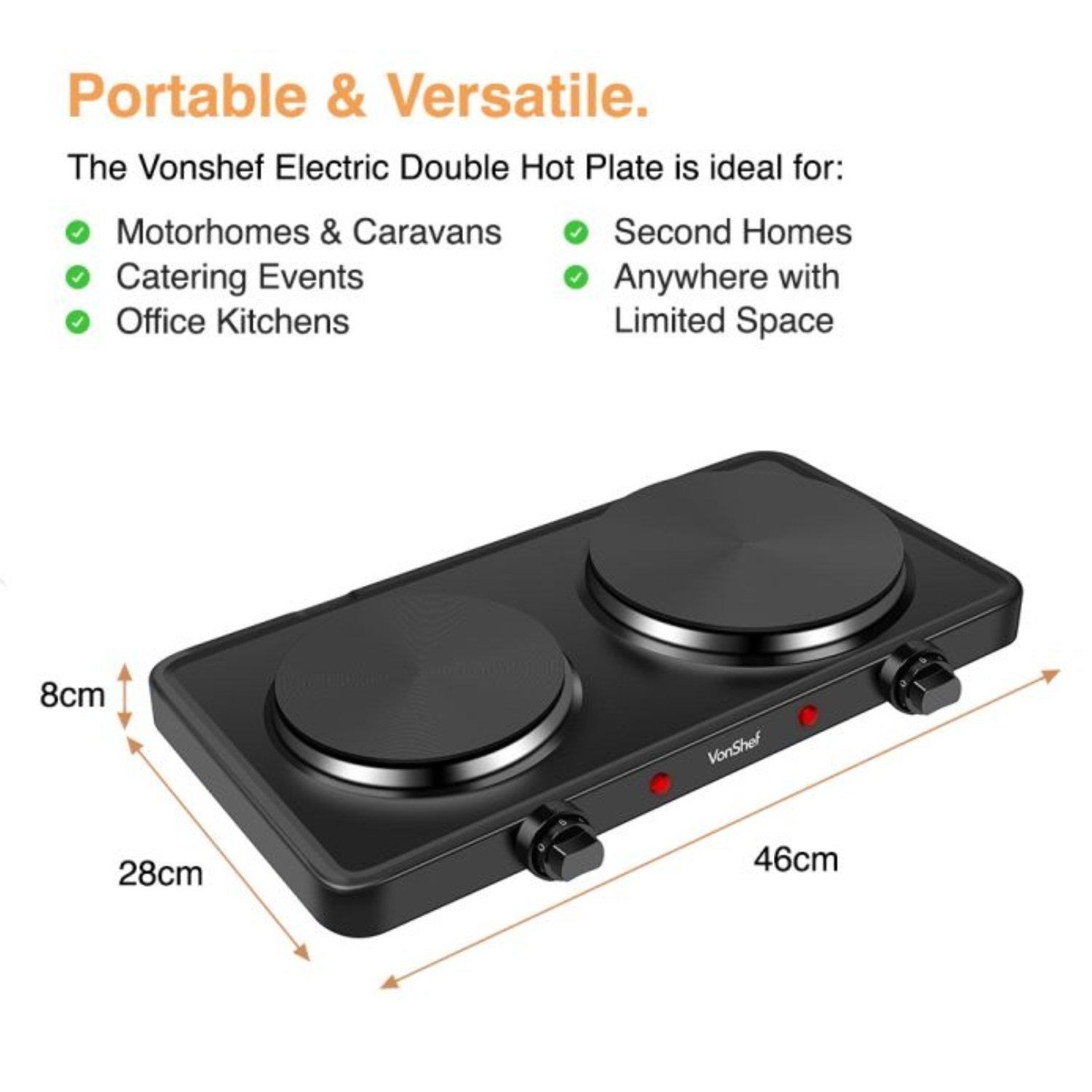 Black - VonShef - VonShef - Double Hot Plate - 8