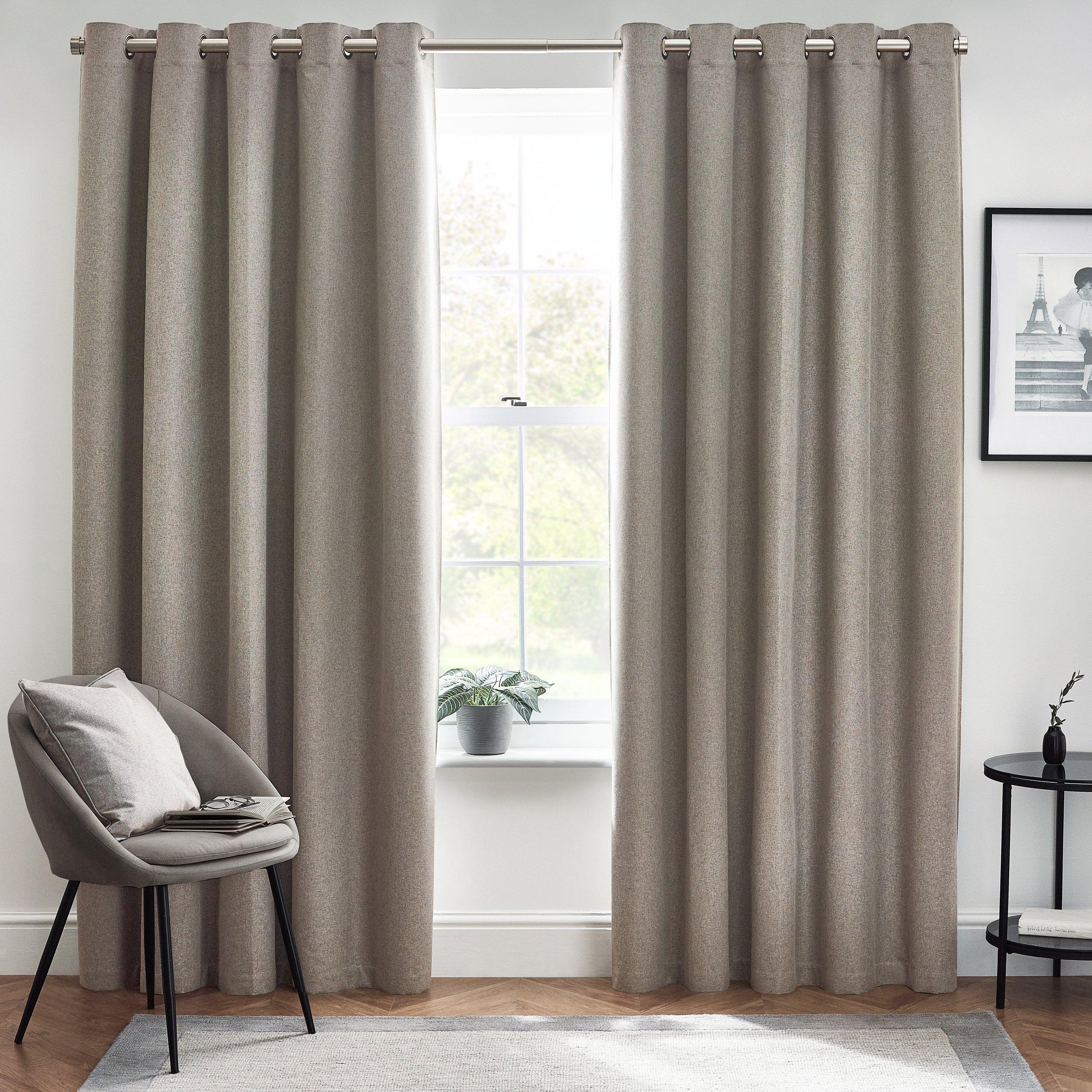 Furn  Dawn Textured Blackout Eyelet Curtains - Grey - 229 x 183c