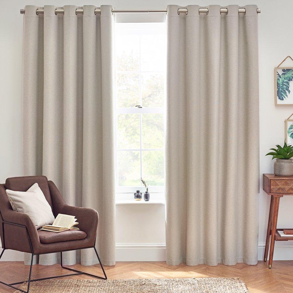 Furn  Dawn Textured Blackout Eyelet Curtains - Linen - 229 x 183c